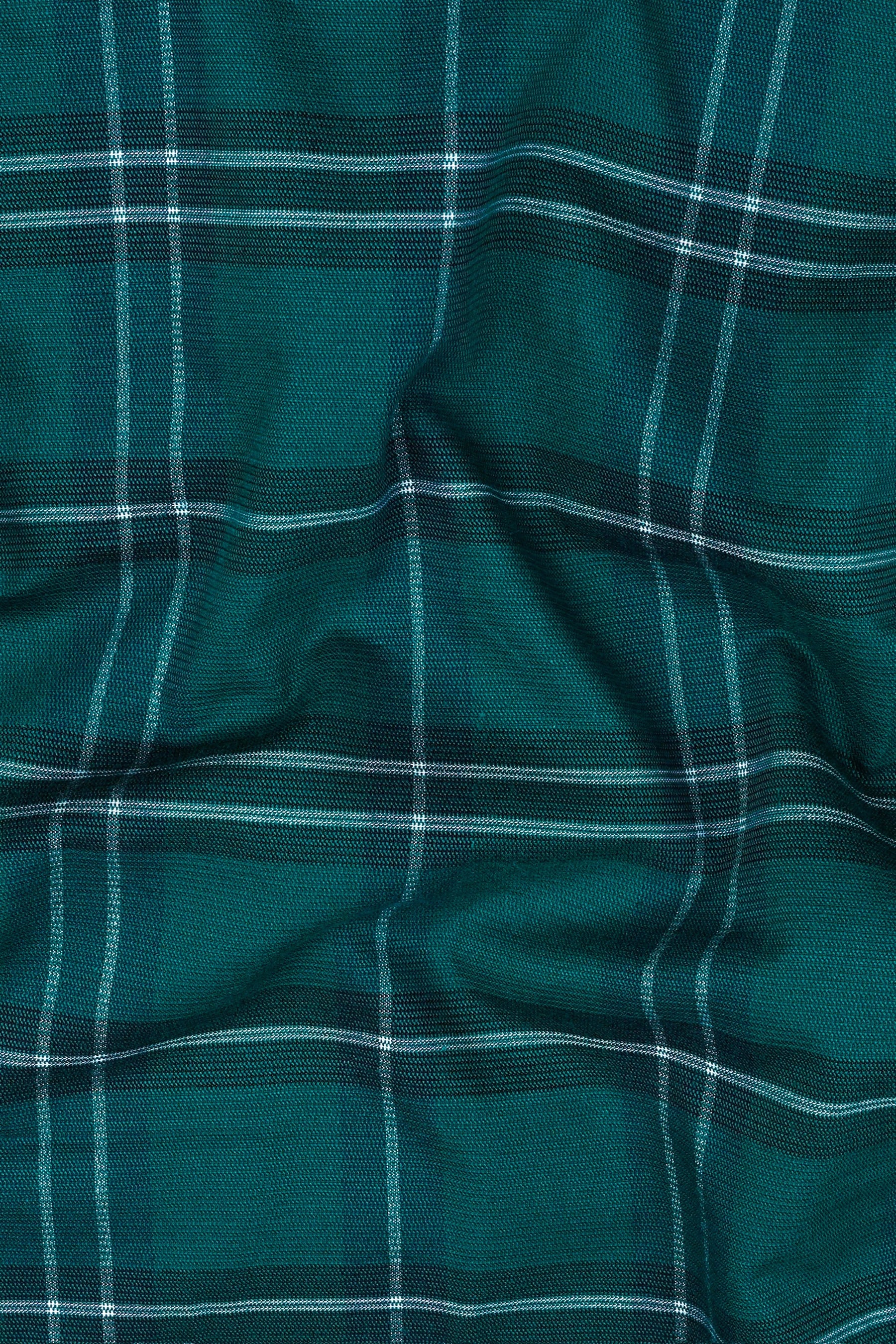 Poision green with white line windowpane check shirt