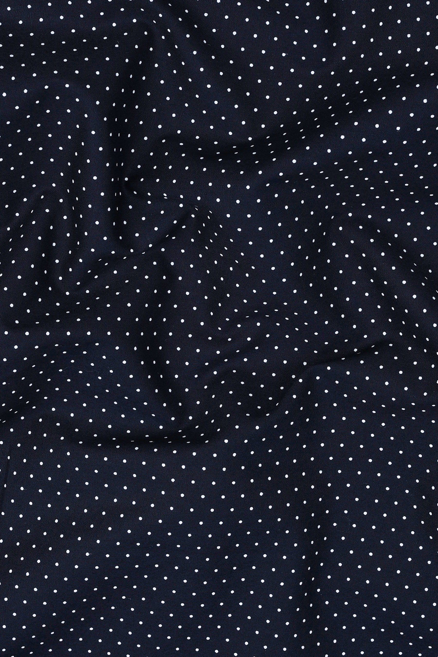 Dark blue with white dot polka printed shirt