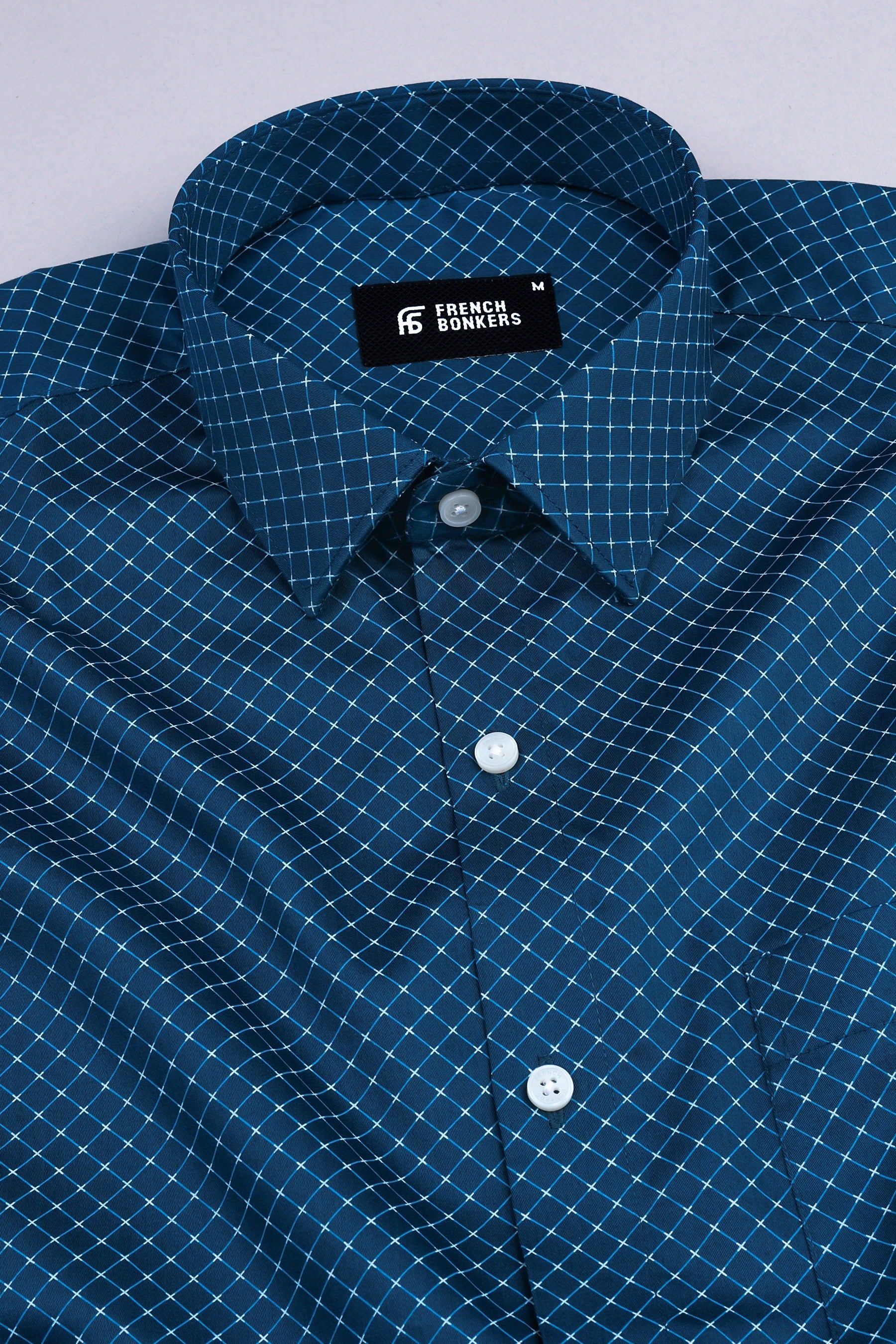 Royal blue with white rhombus shape printed shirt