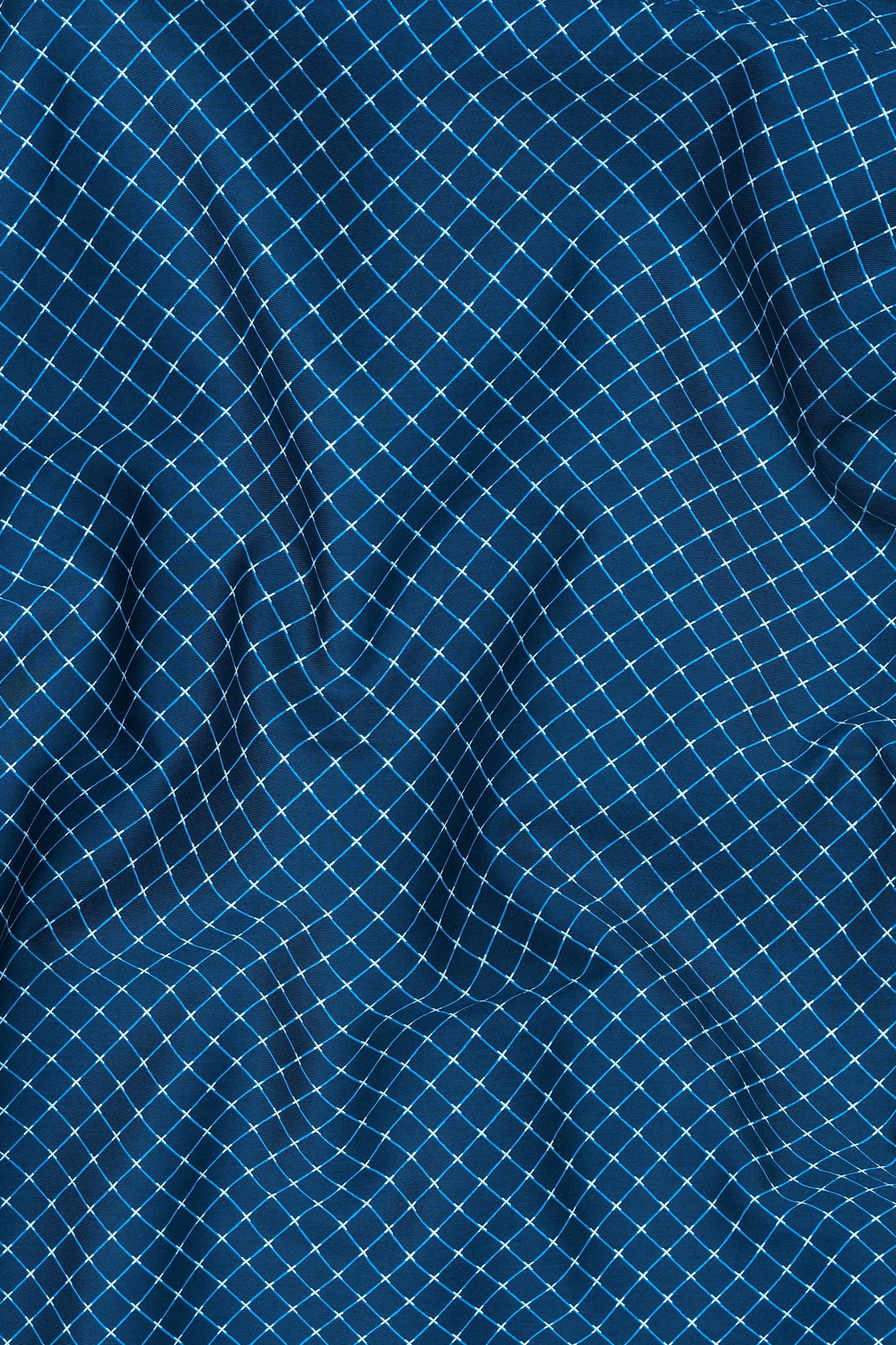 Royal blue with white rhombus shape printed shirt