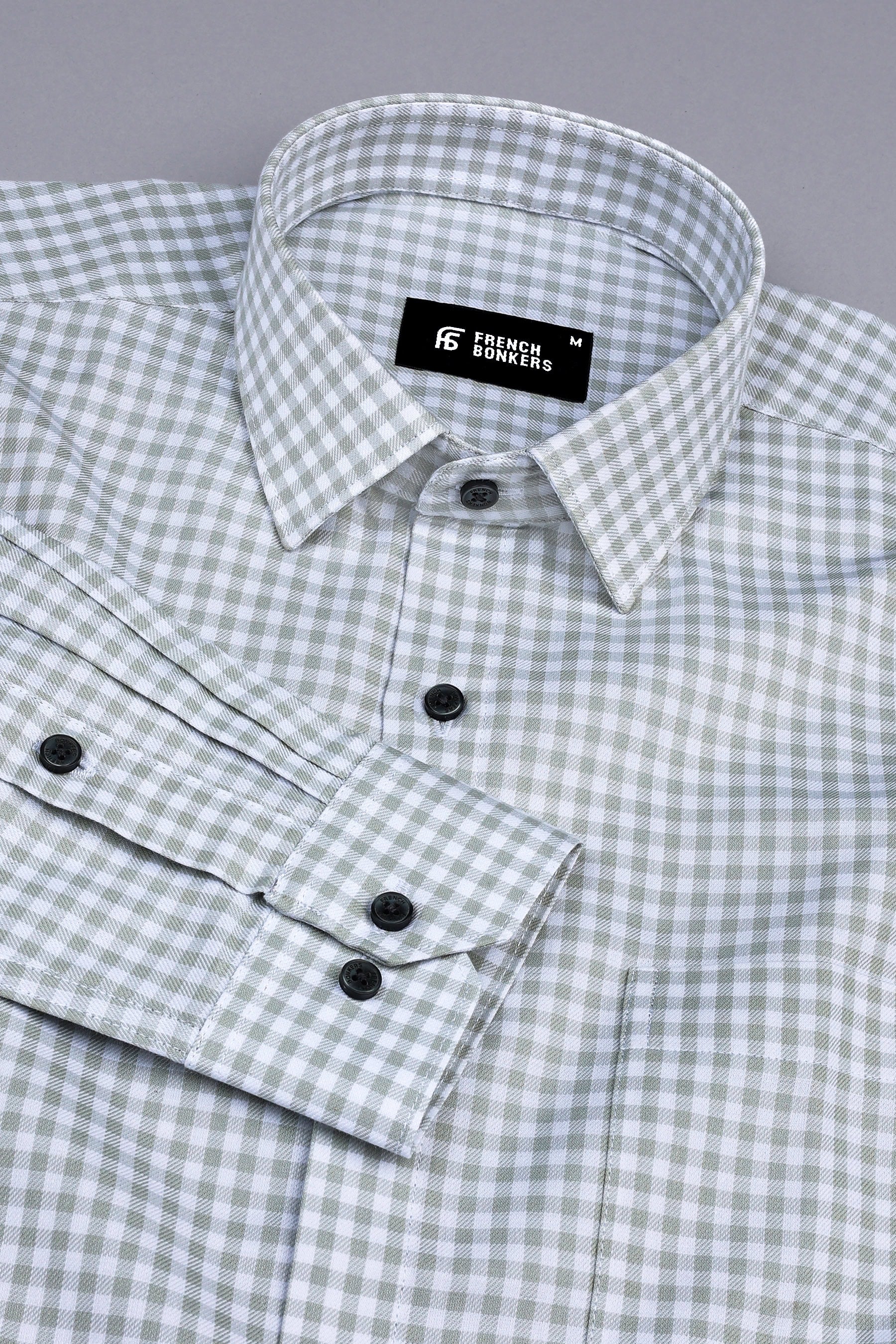 Classic grey with white twill check shirt