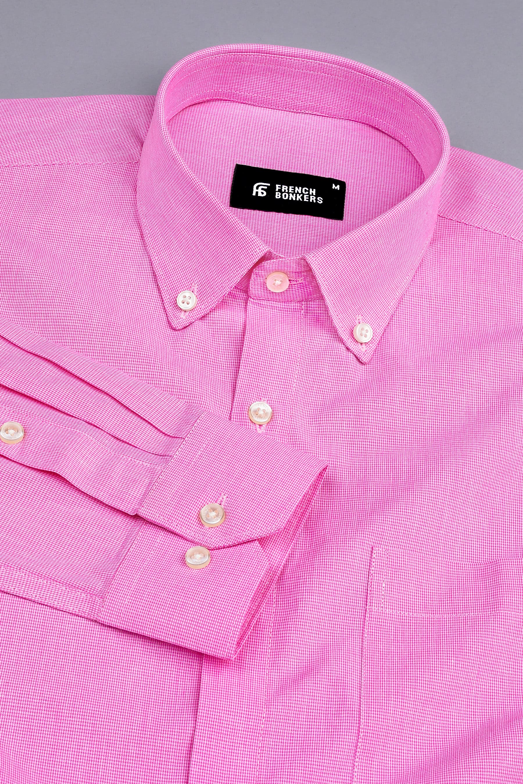 Graceful Dark pink micro houndstooth shirt