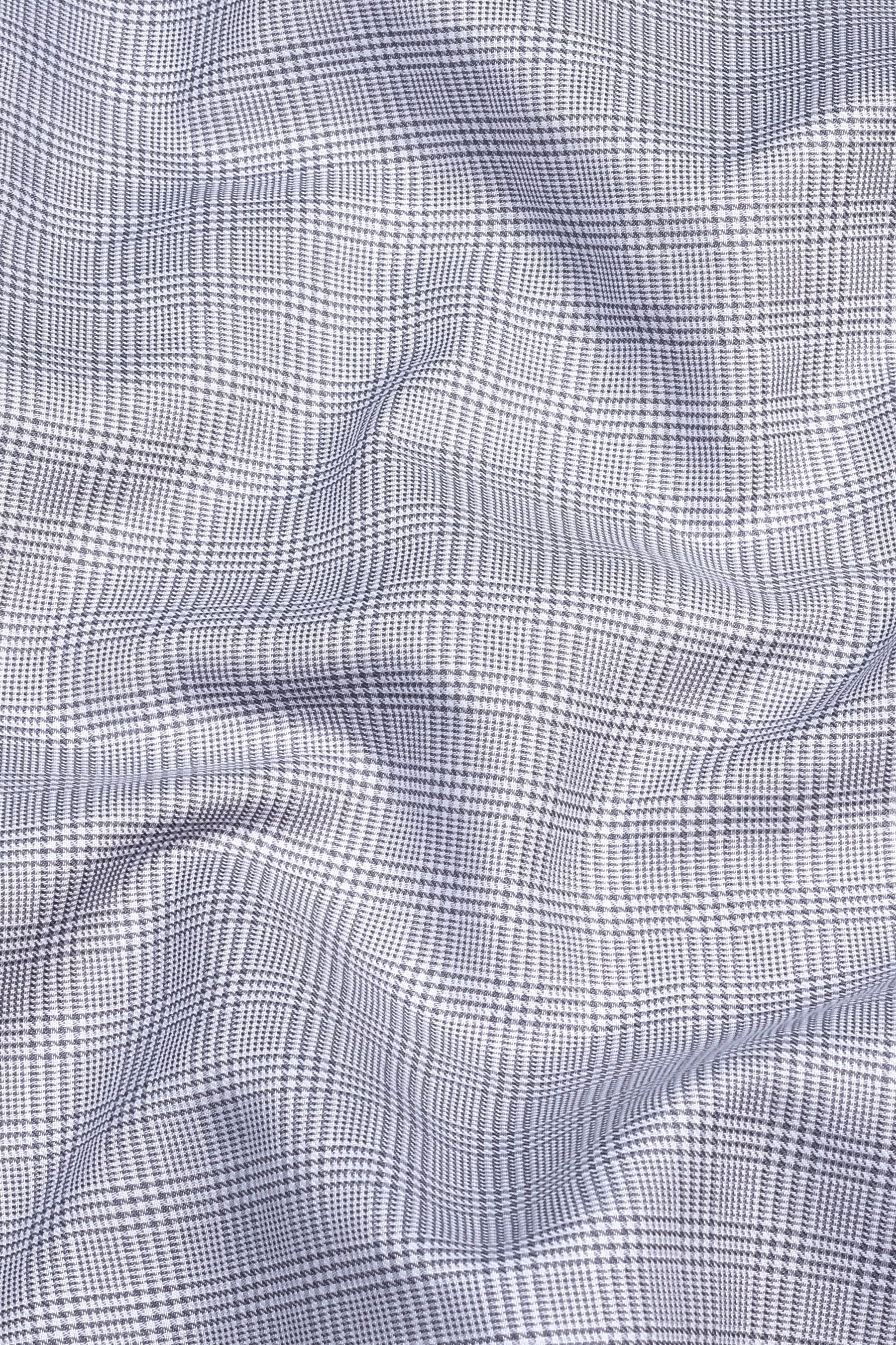 Grey with white zigzag twill check shirt