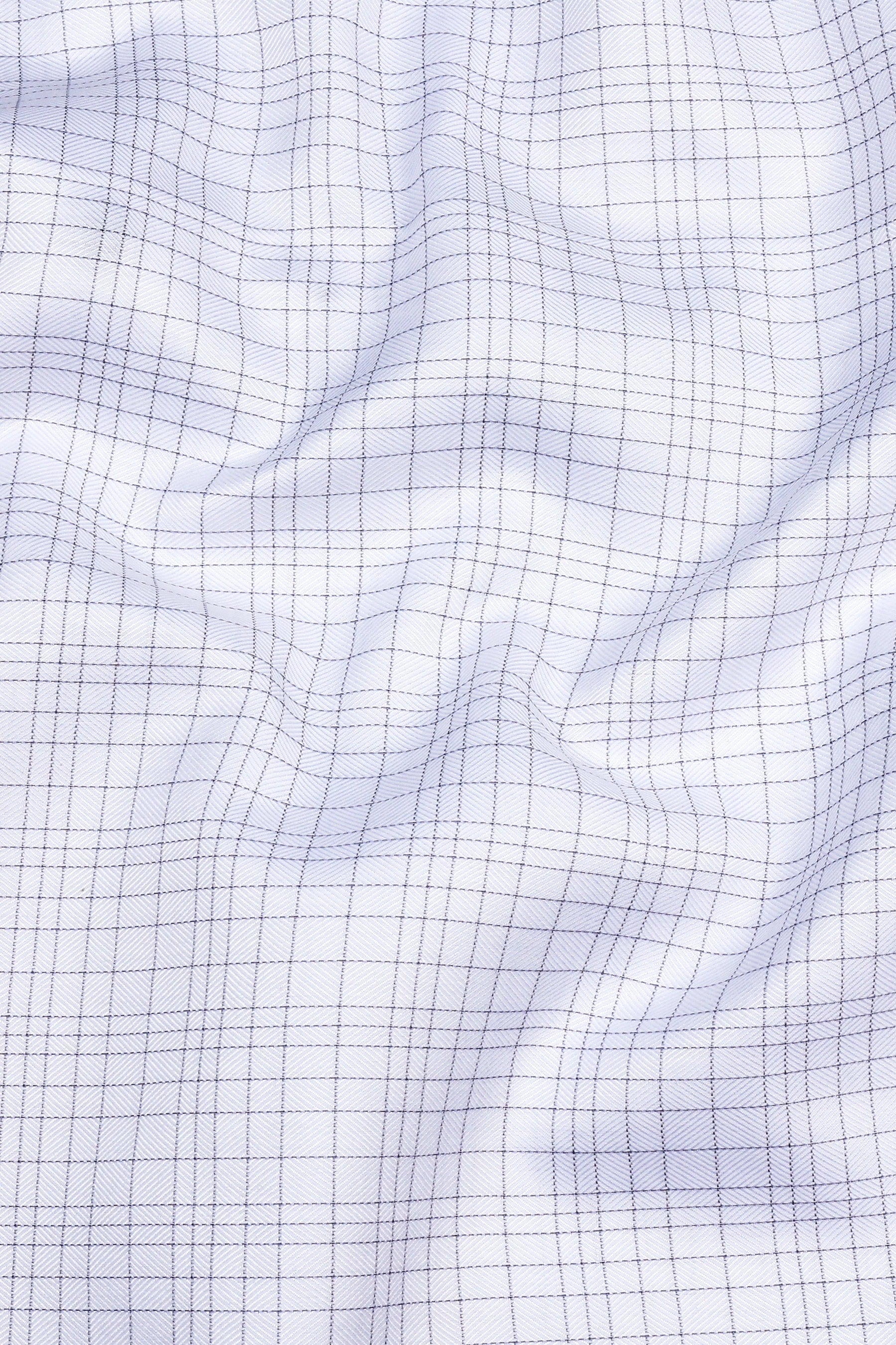 White with light grey line check shirt