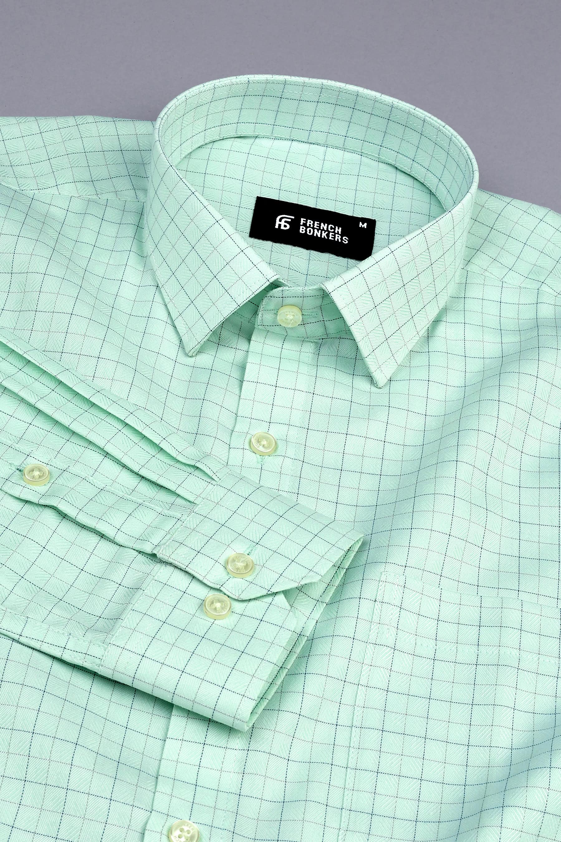 Pistachio with grey line check shirt