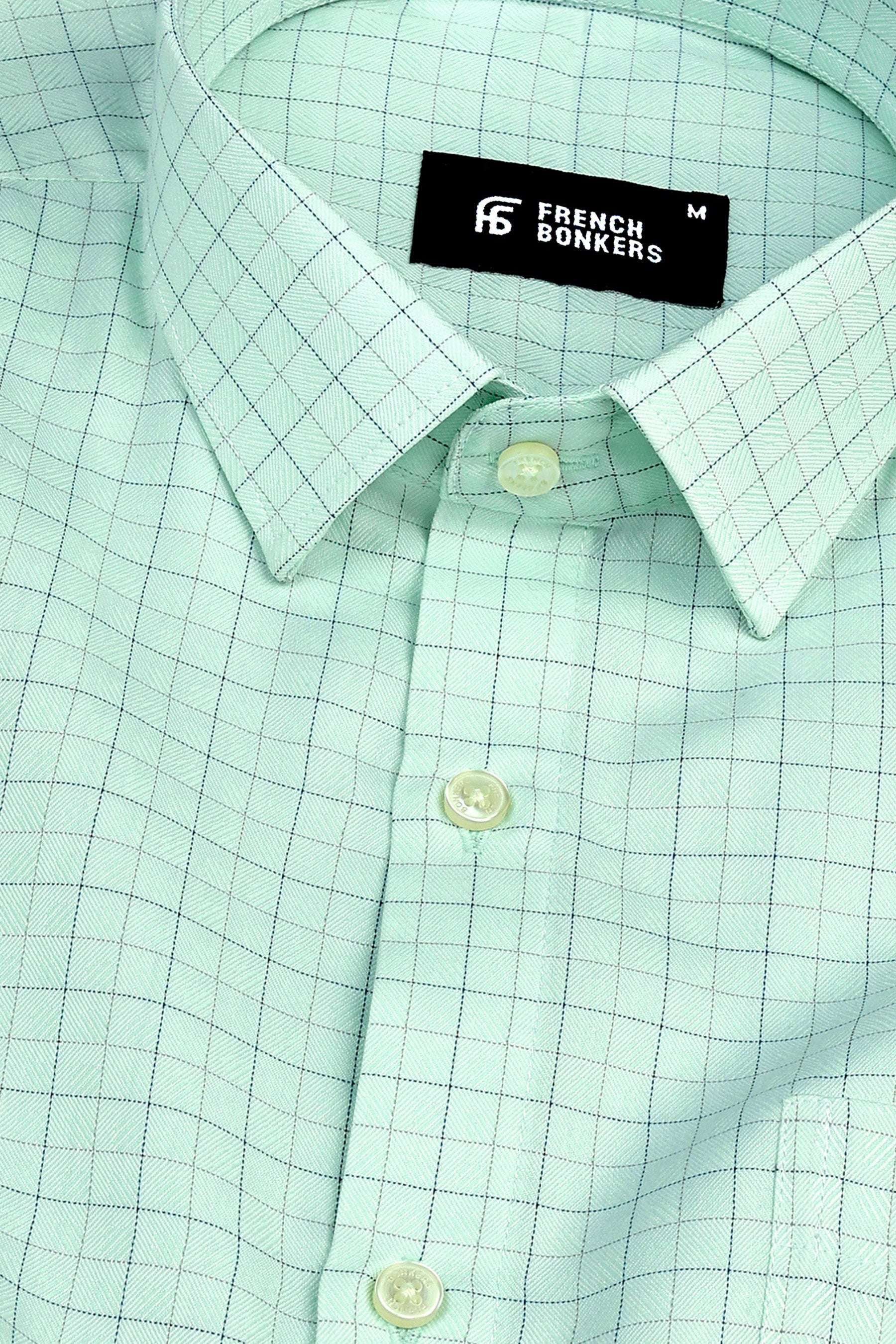 Pistachio with grey line check shirt