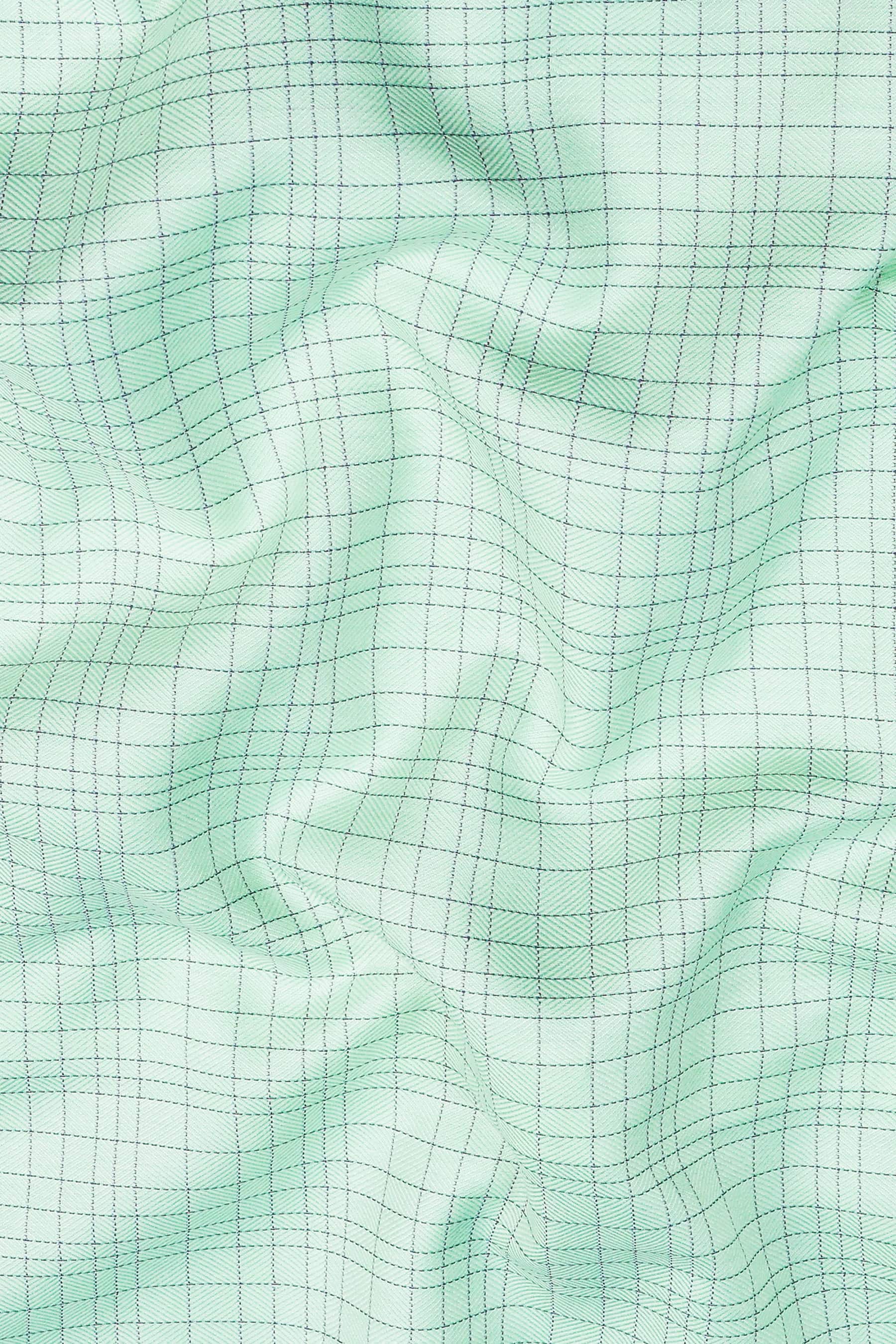 Pistachio with grey and blue Line check shirt