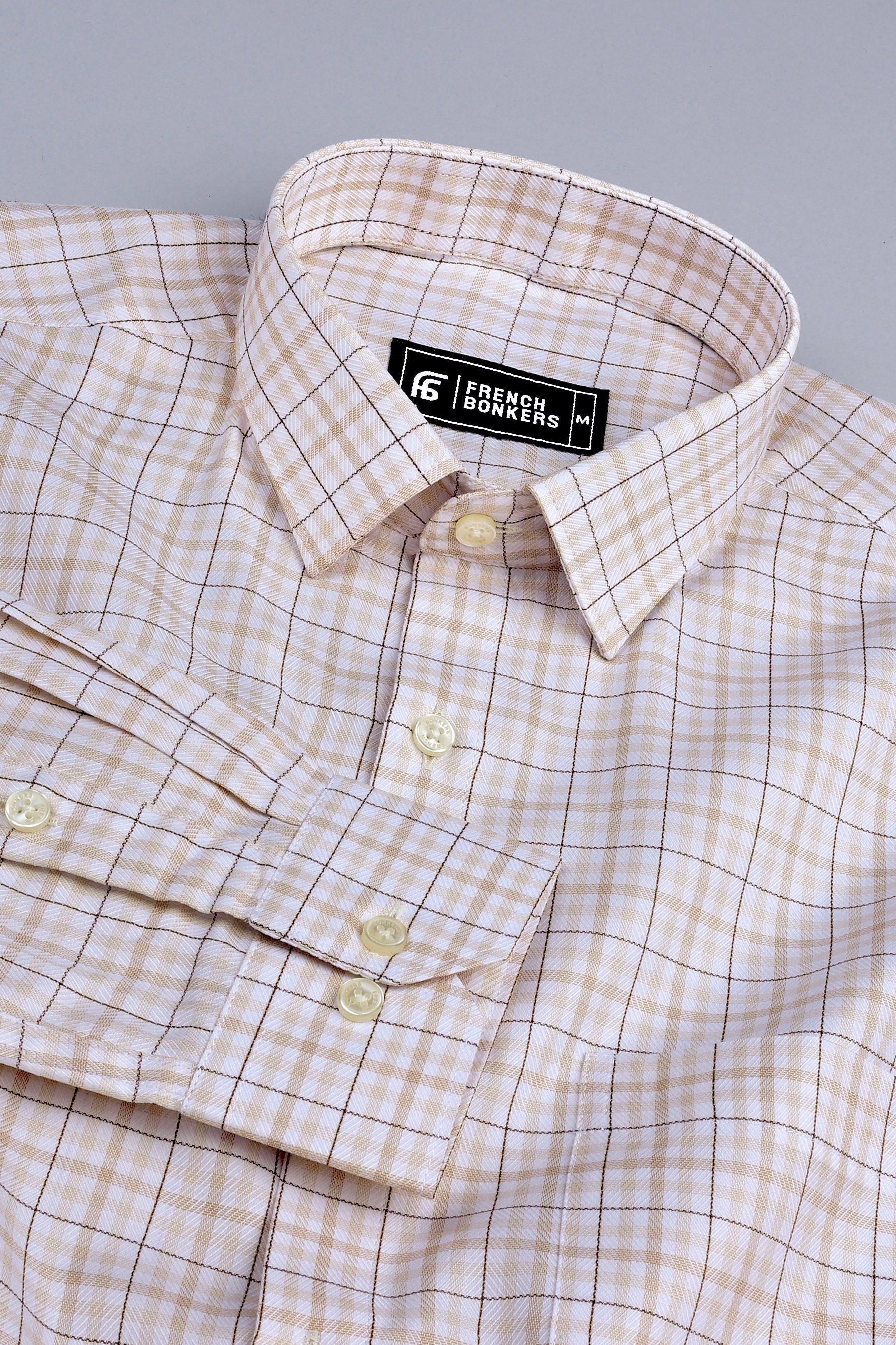 Victory Light brown box check shirt