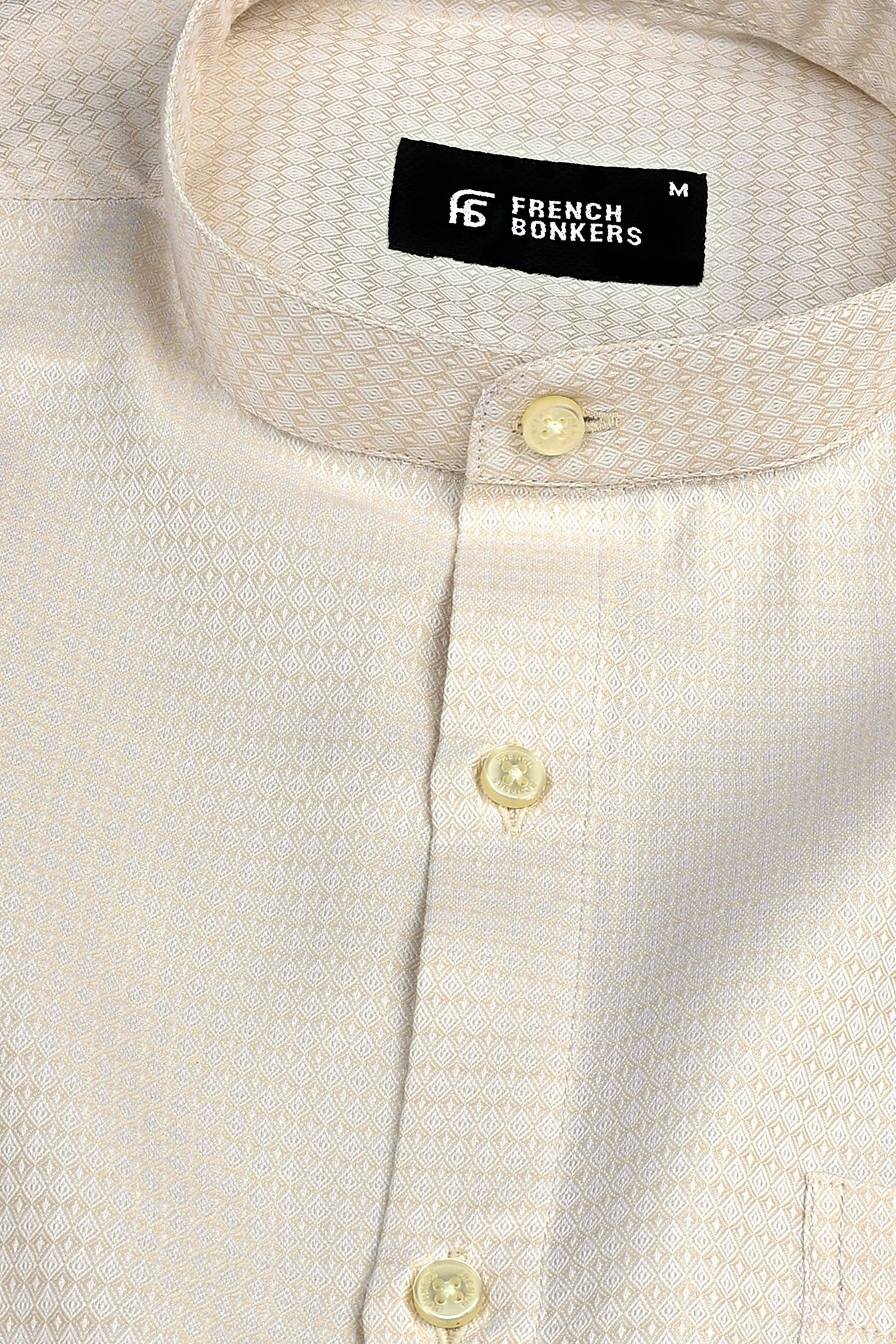 Light Brown rohmbus shape jacquard shirt