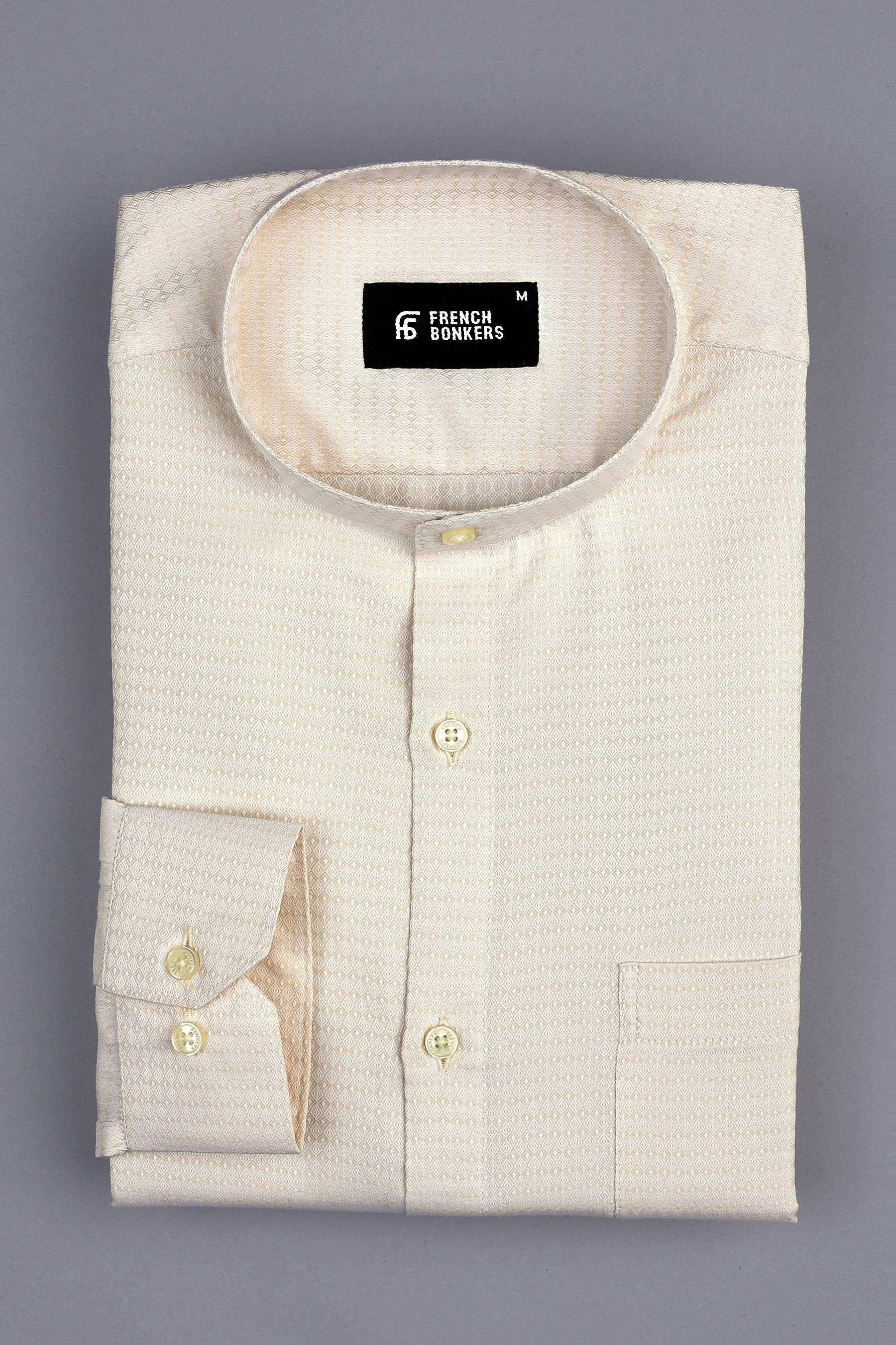 Light Brown rohmbus shape jacquard shirt