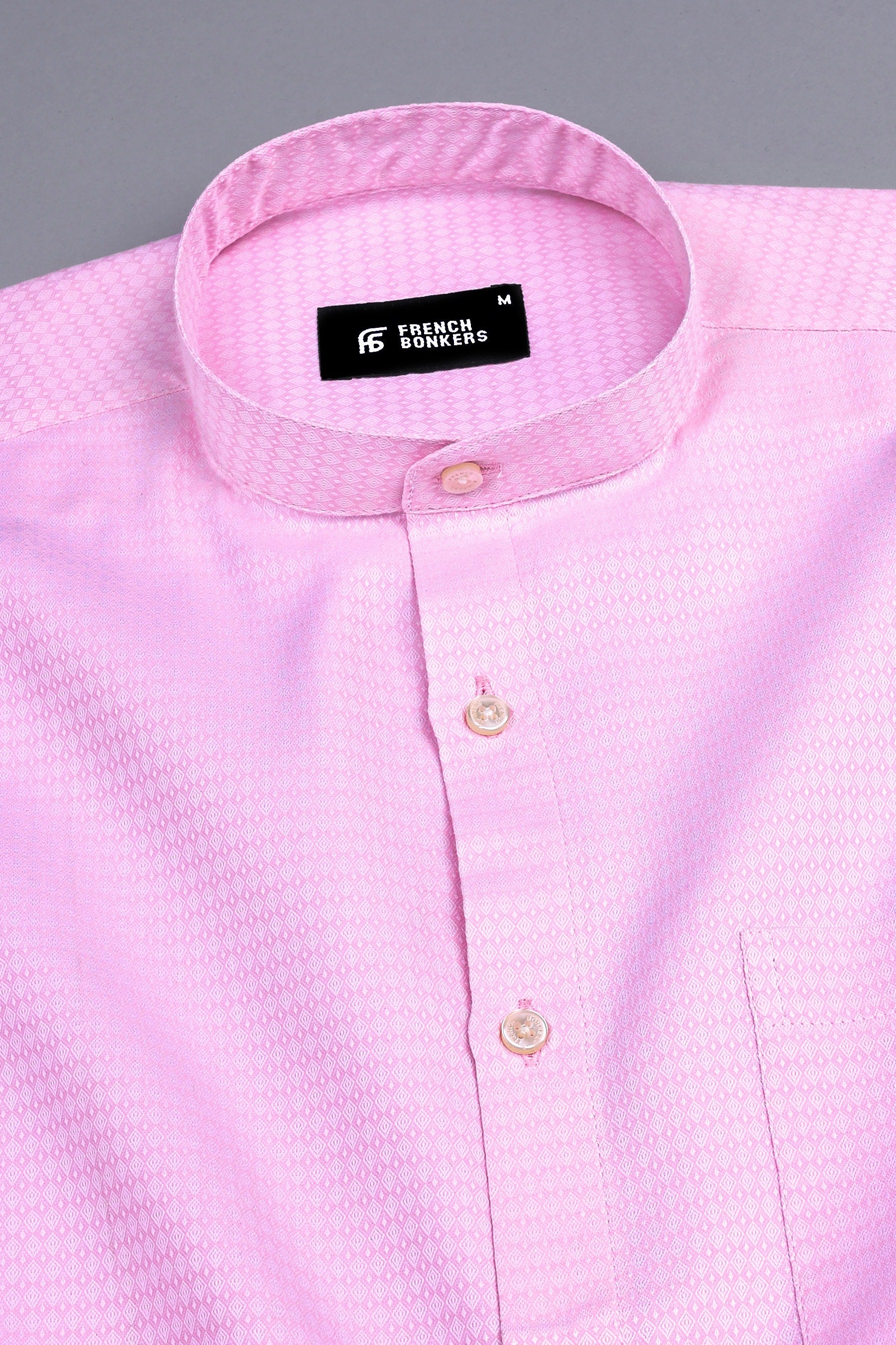 Light Pink rohmbus shape jacquard shirt