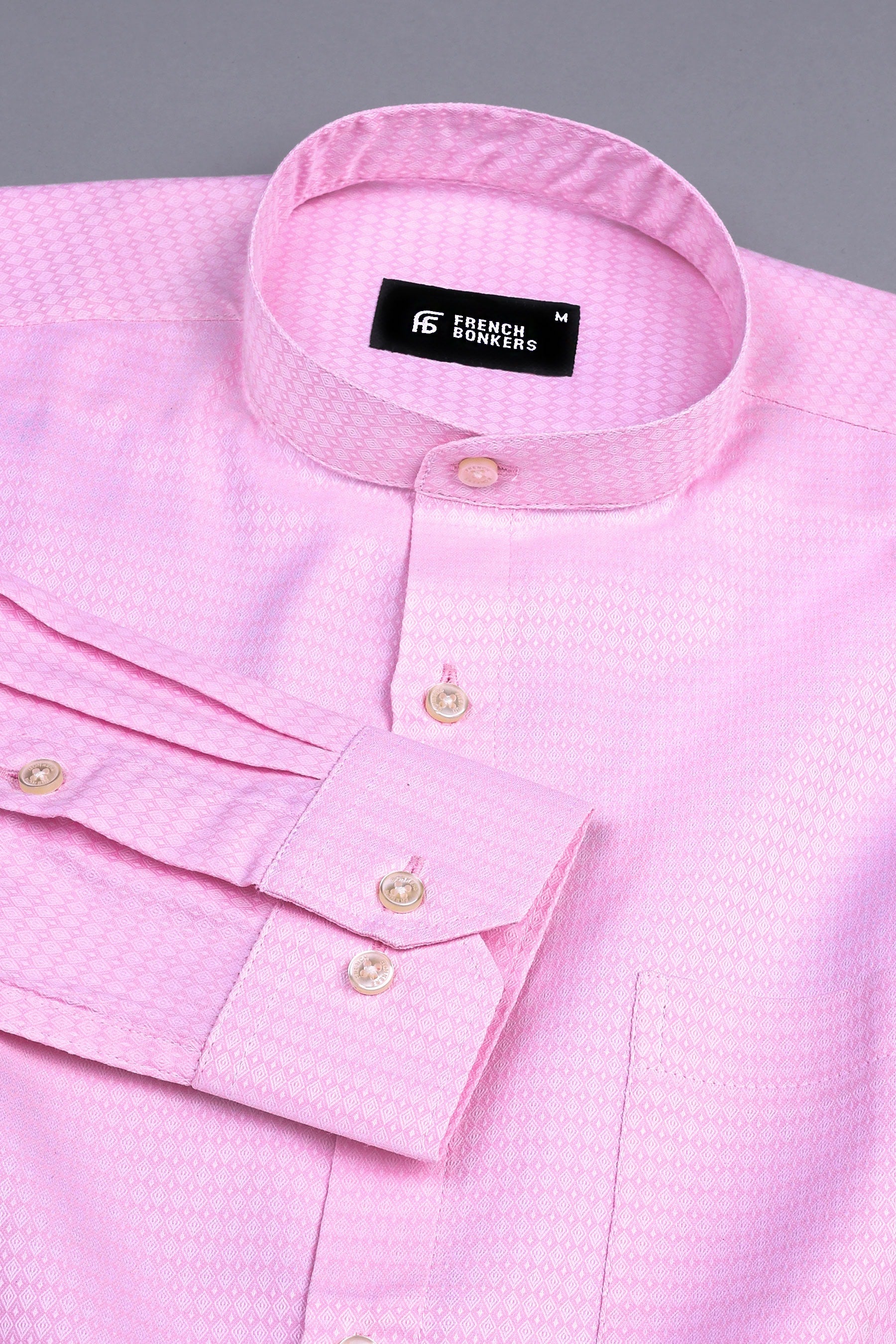 Light Pink rohmbus shape jacquard shirt
