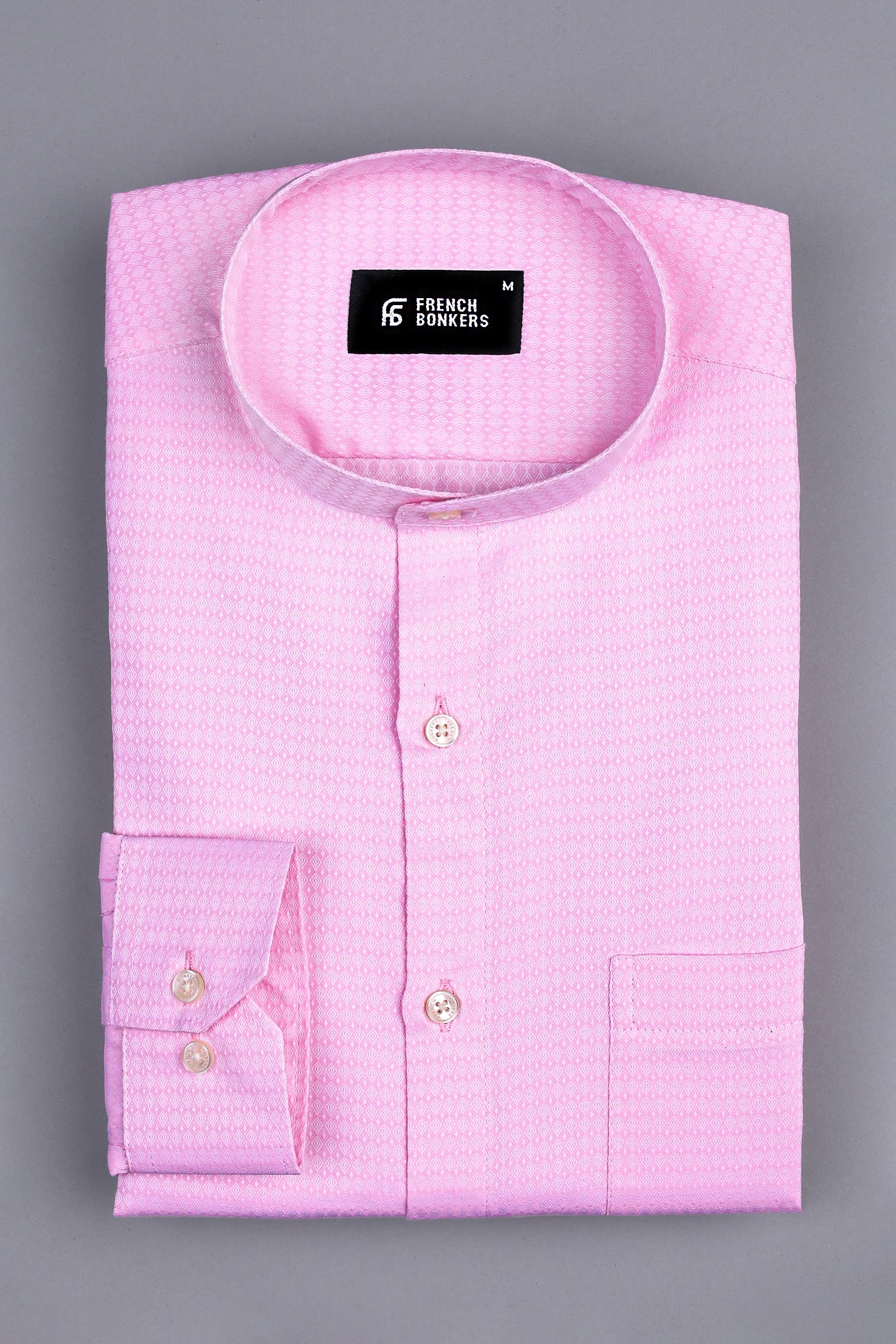 Light Pink rohmbus shape jacquard shirt