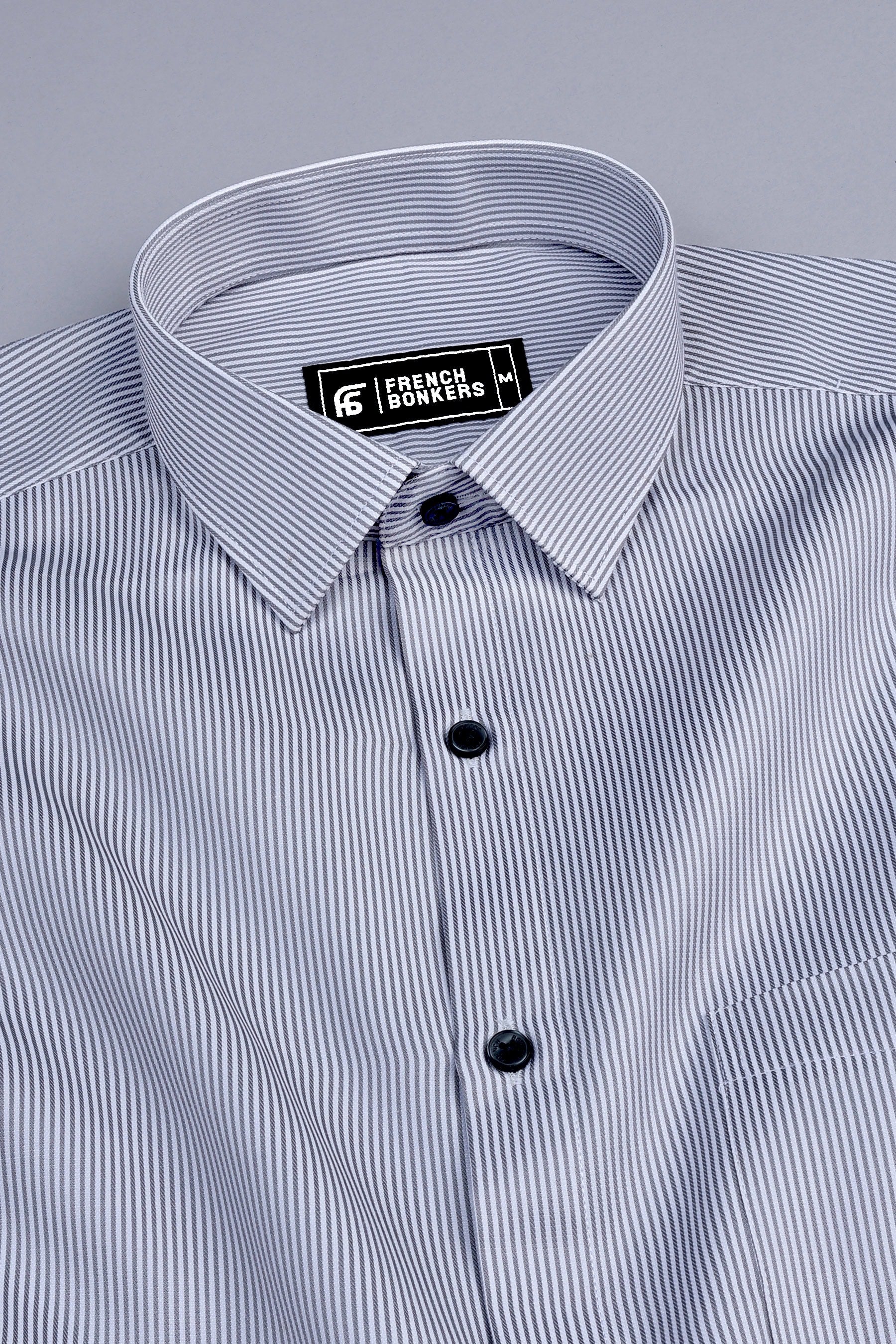 Masculine dark grey stripe shirt