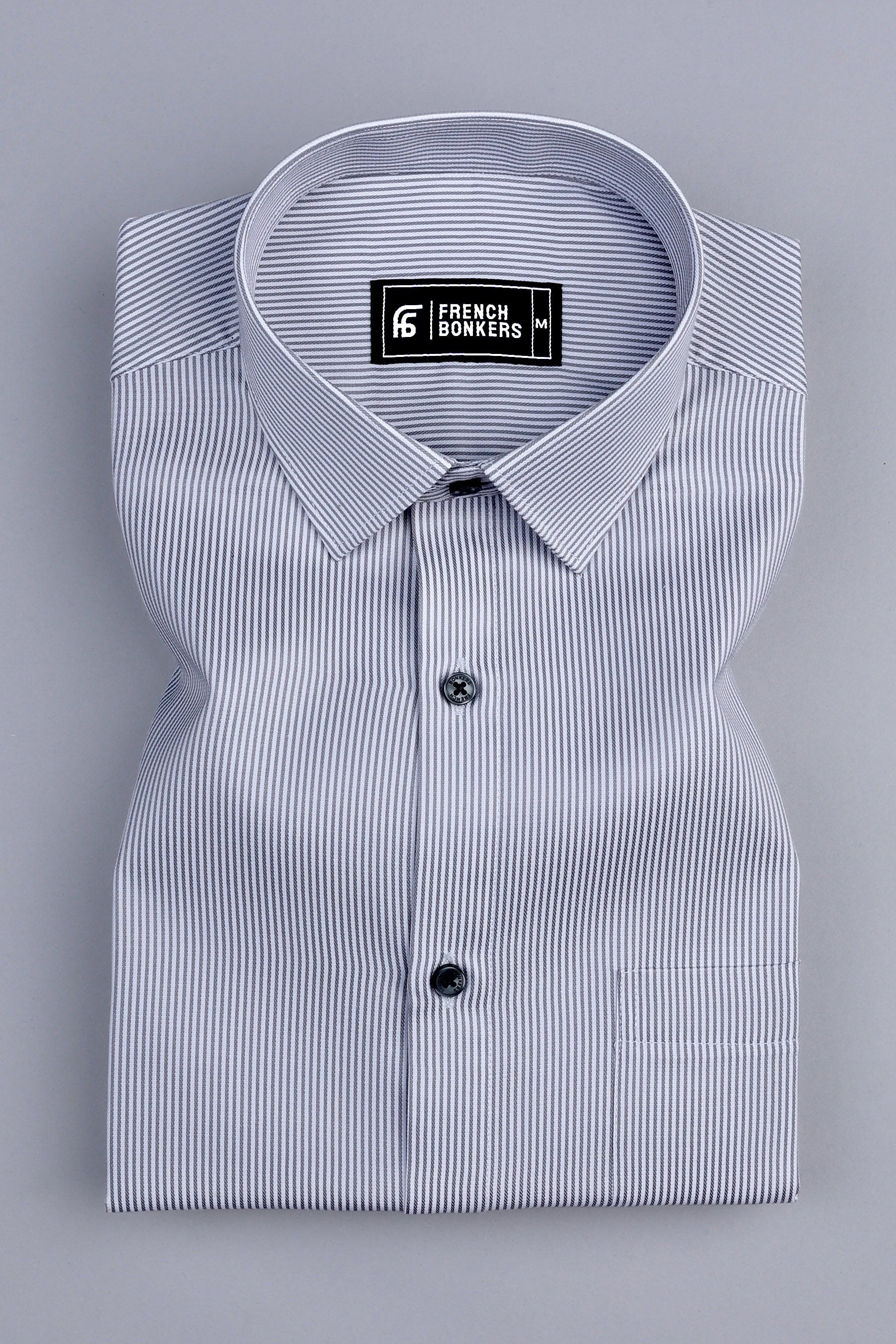 Masculine dark grey stripe shirt