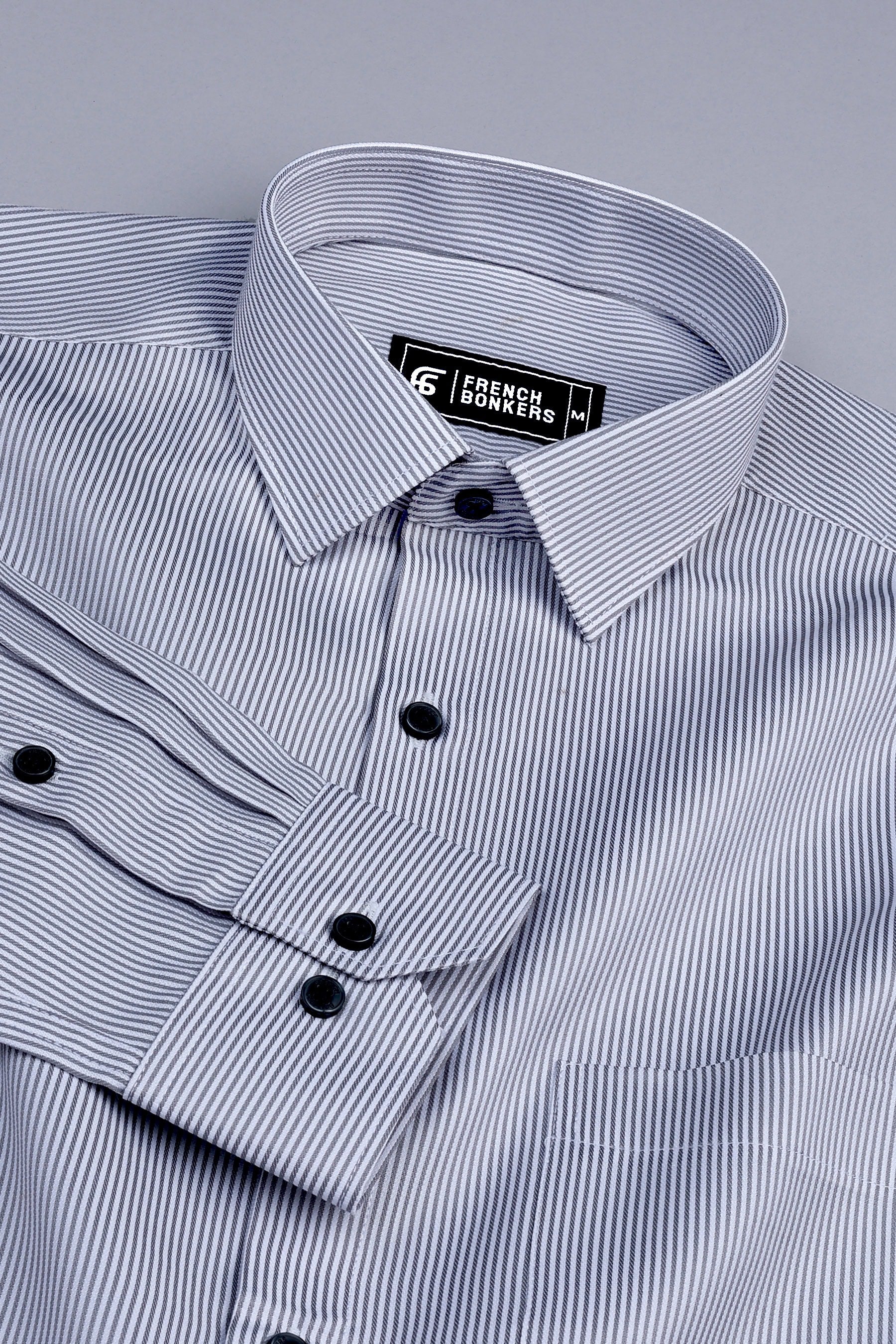 Masculine dark grey stripe shirt