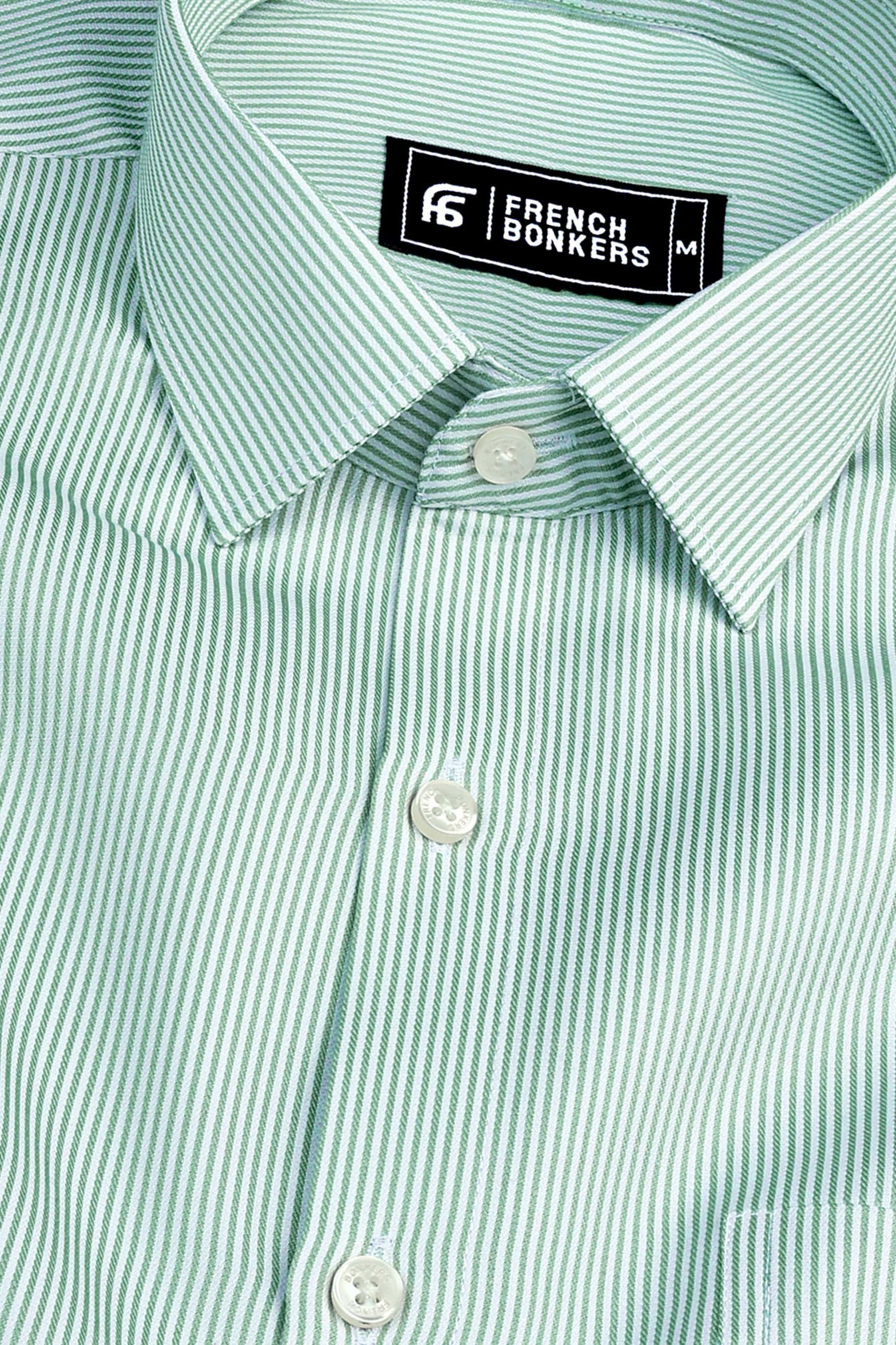 Masculine olive green stripe shirt