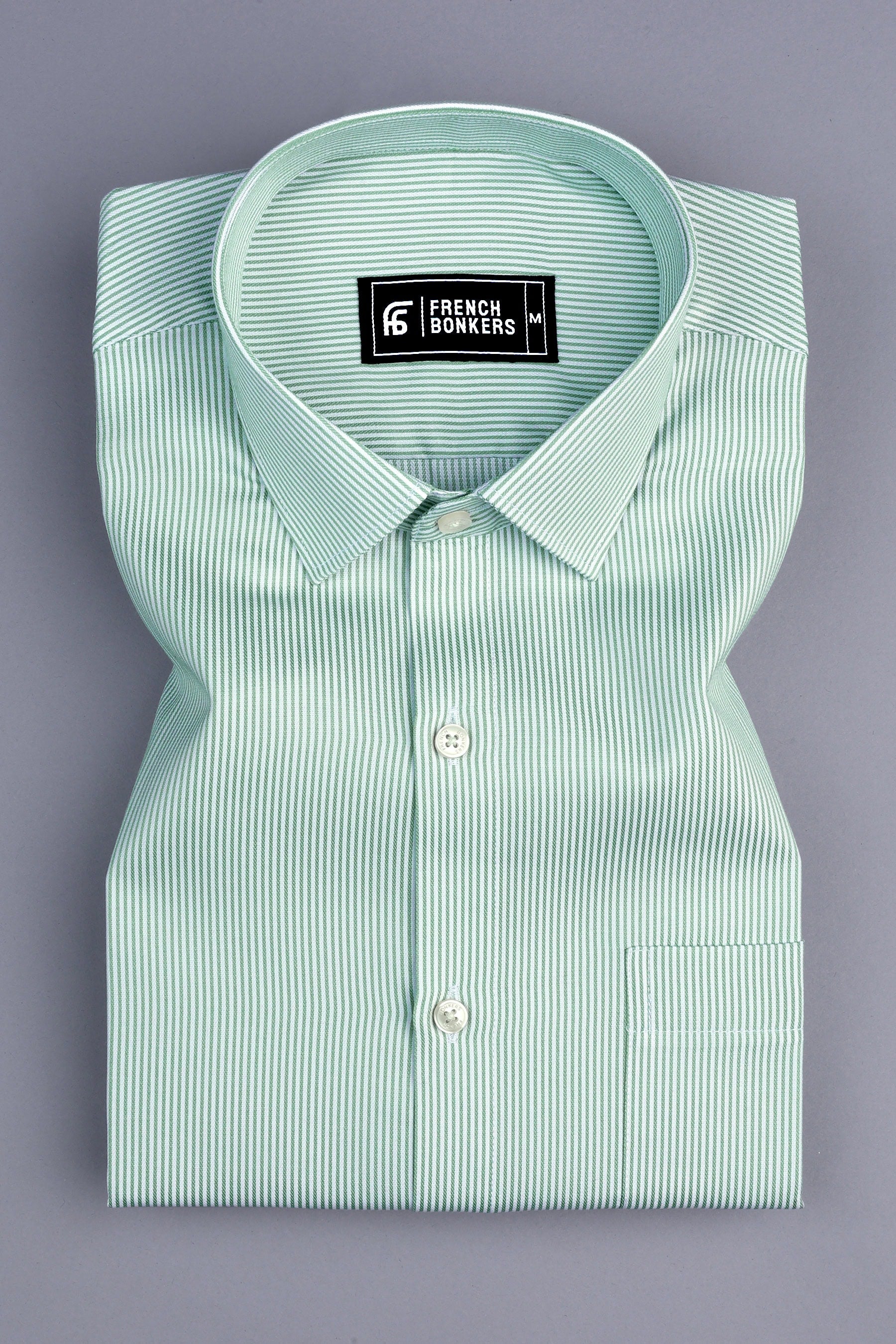 Masculine olive green stripe shirt