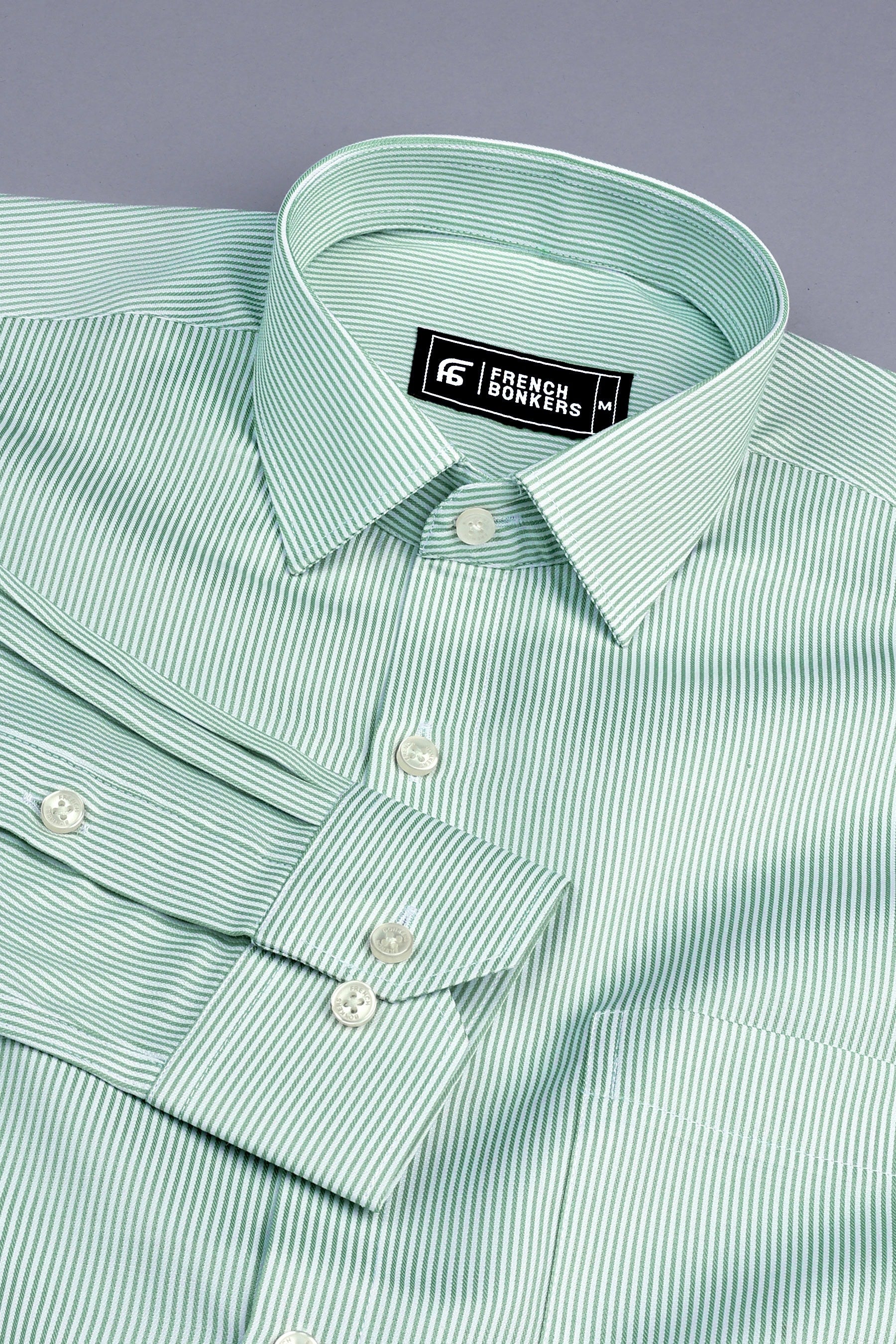 Masculine olive green stripe shirt