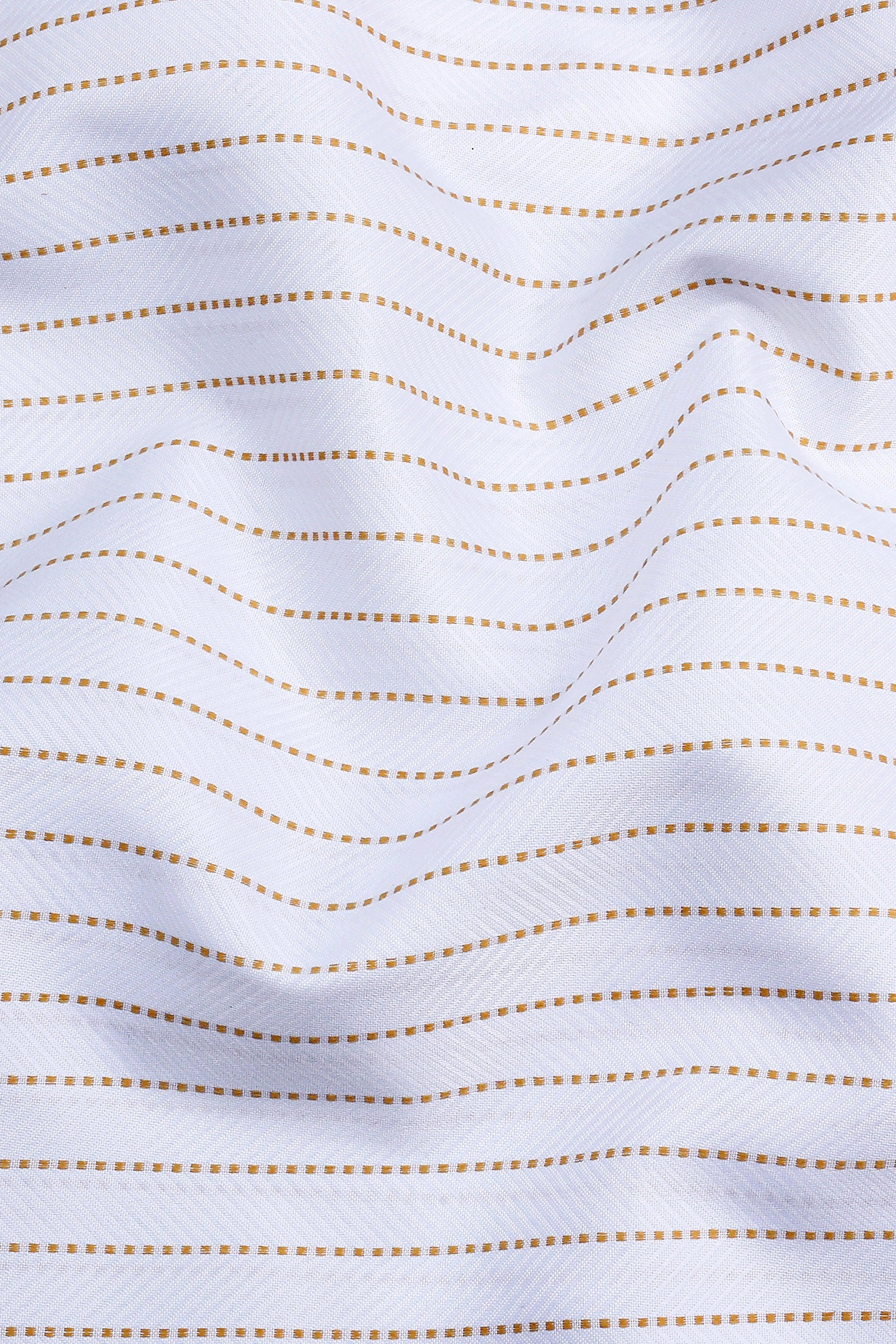 White with light brown dot line stripe shirt