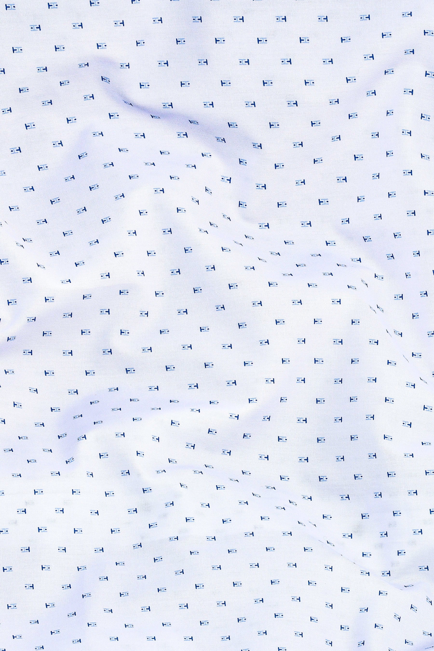 White with blue printed cotton shirt