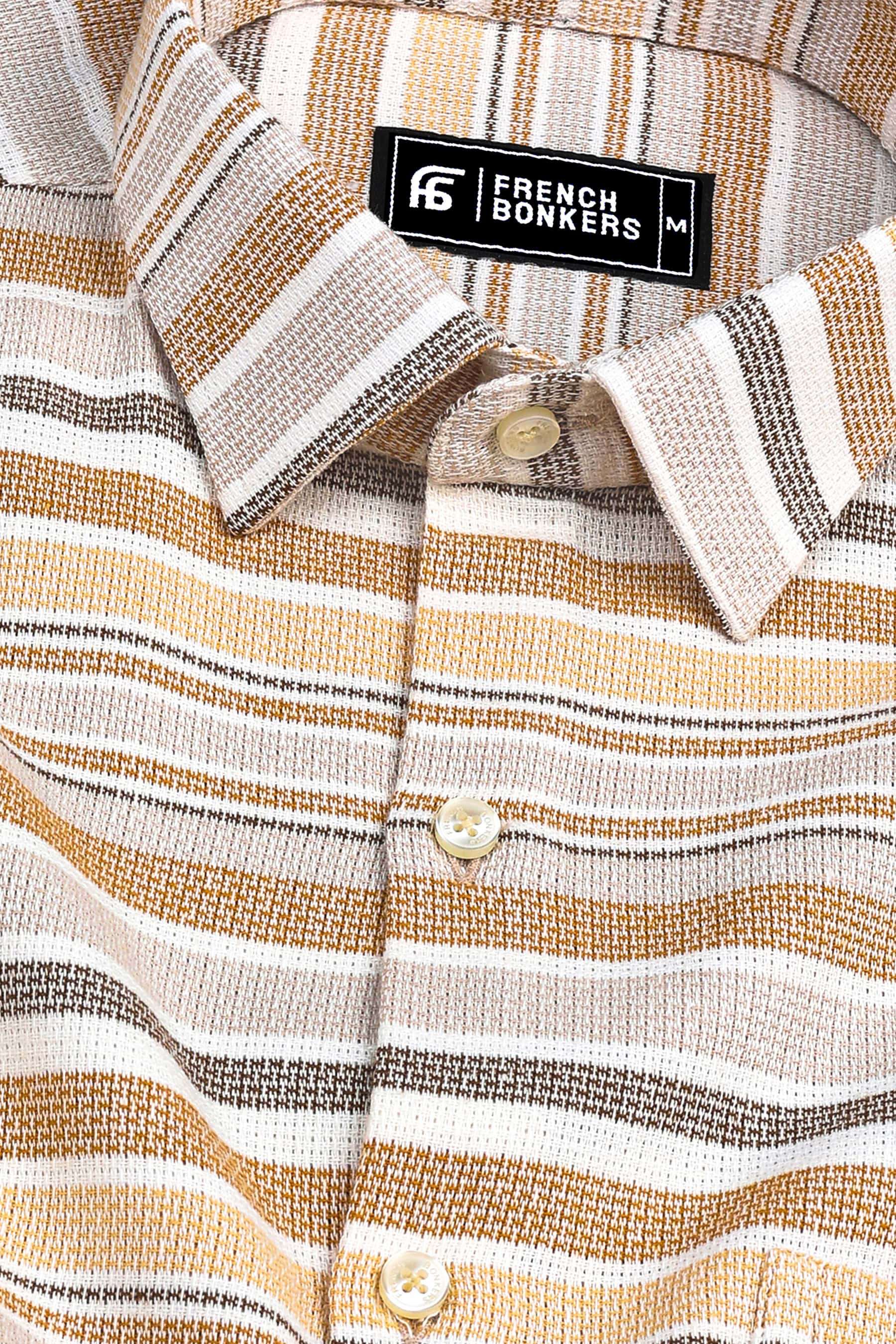 Grey with light and dark brown line vintage stripe shirt