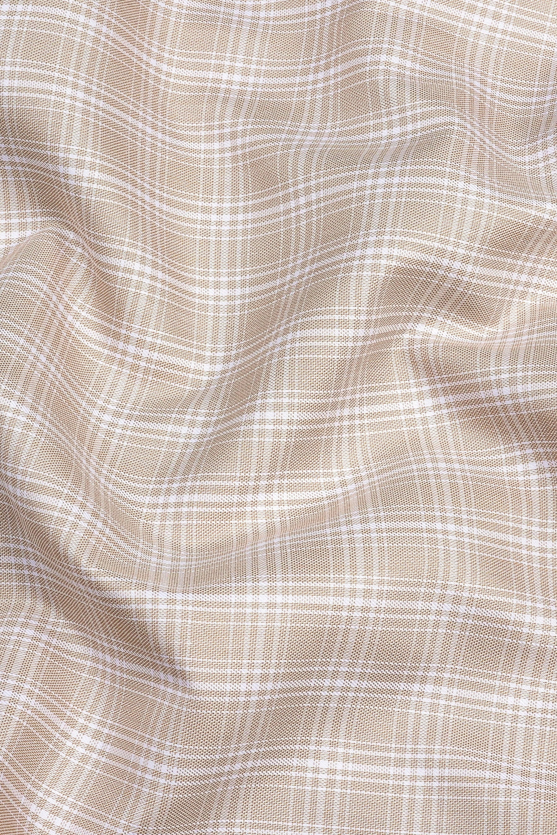 Light brown with white line check shirt