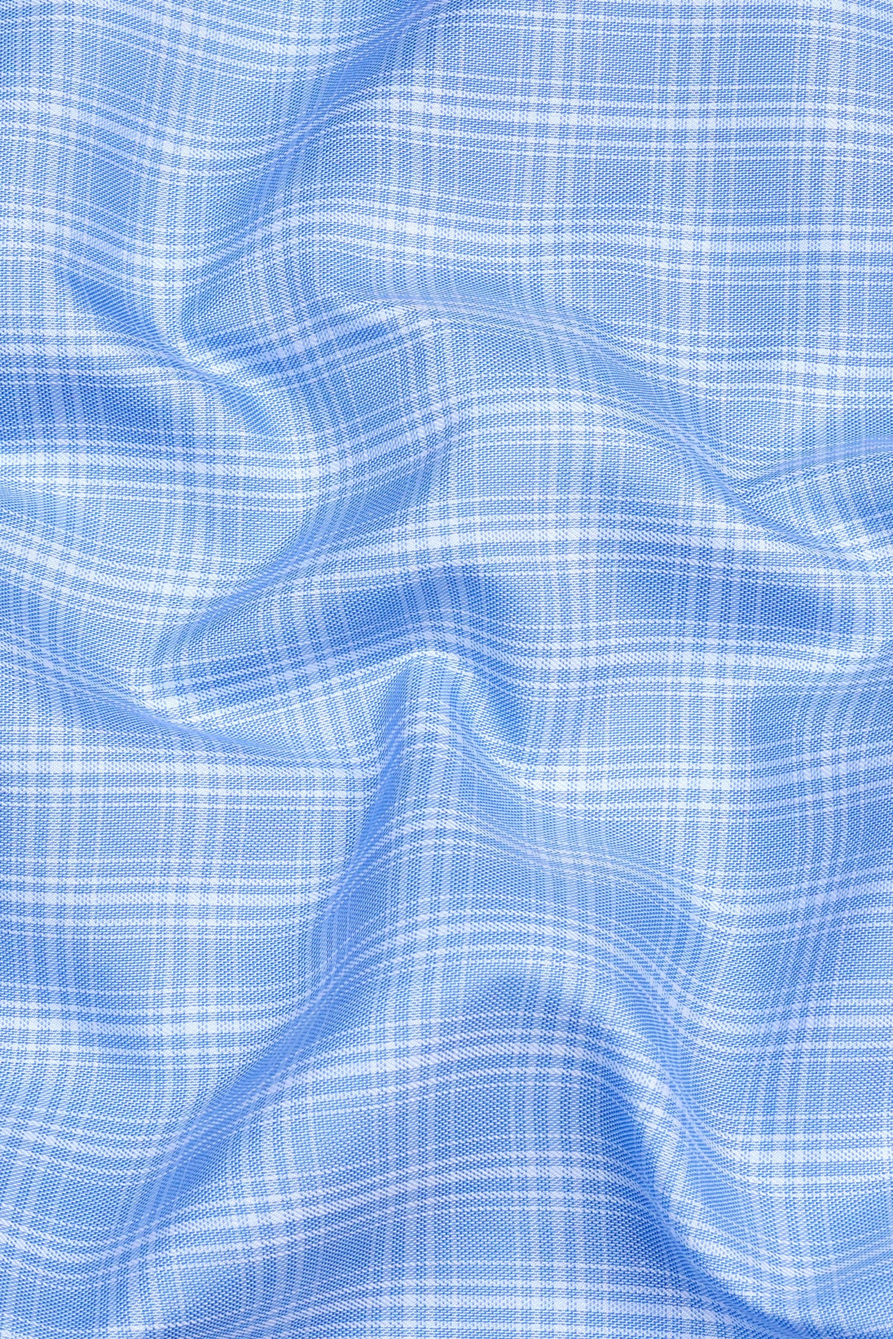 Light blue with white line check shirt