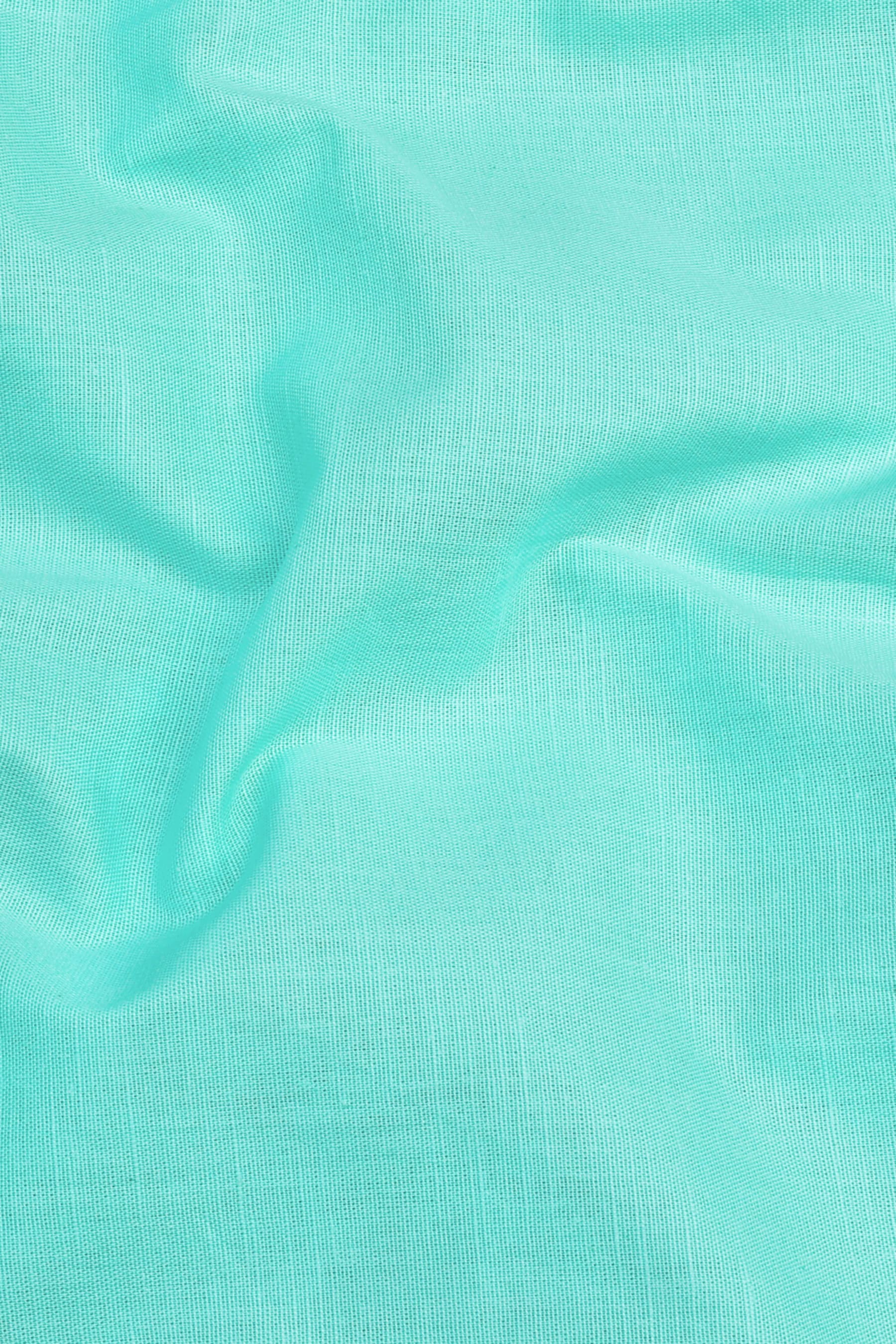 Shiny light bottle green cotton linen shirt