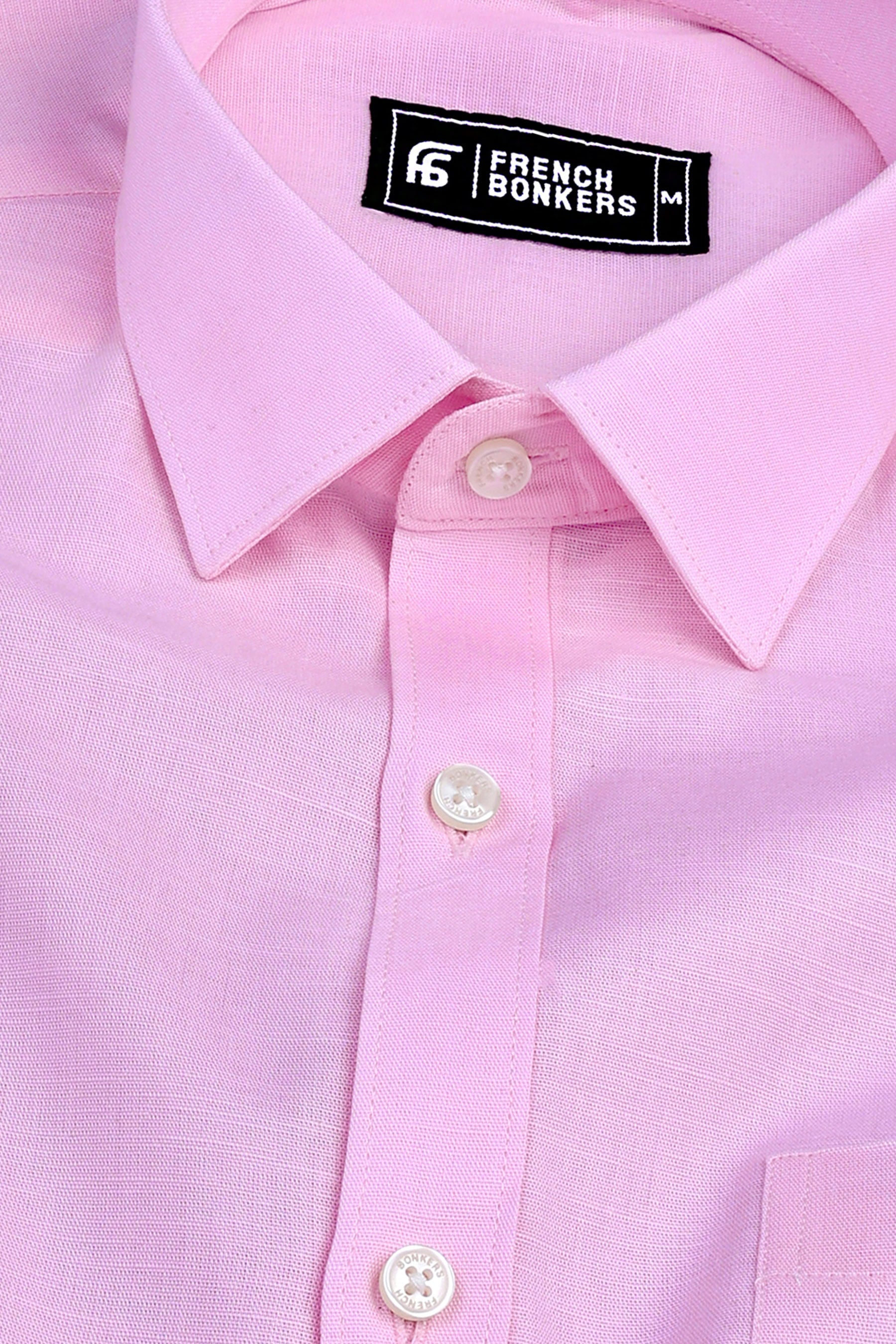 Shiny light pink cotton linen shirt