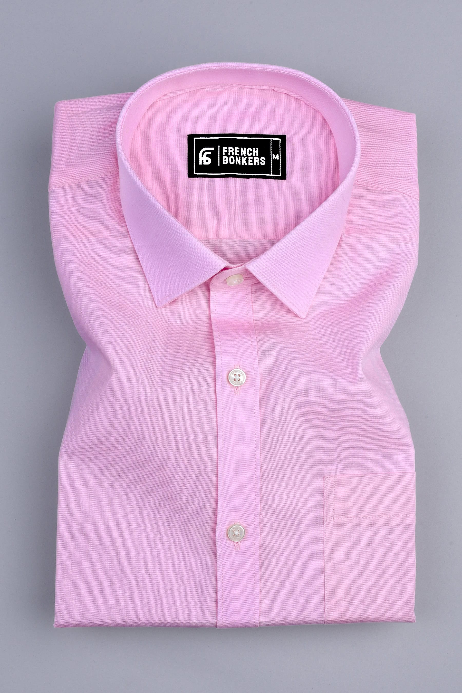 Shiny light pink cotton linen shirt