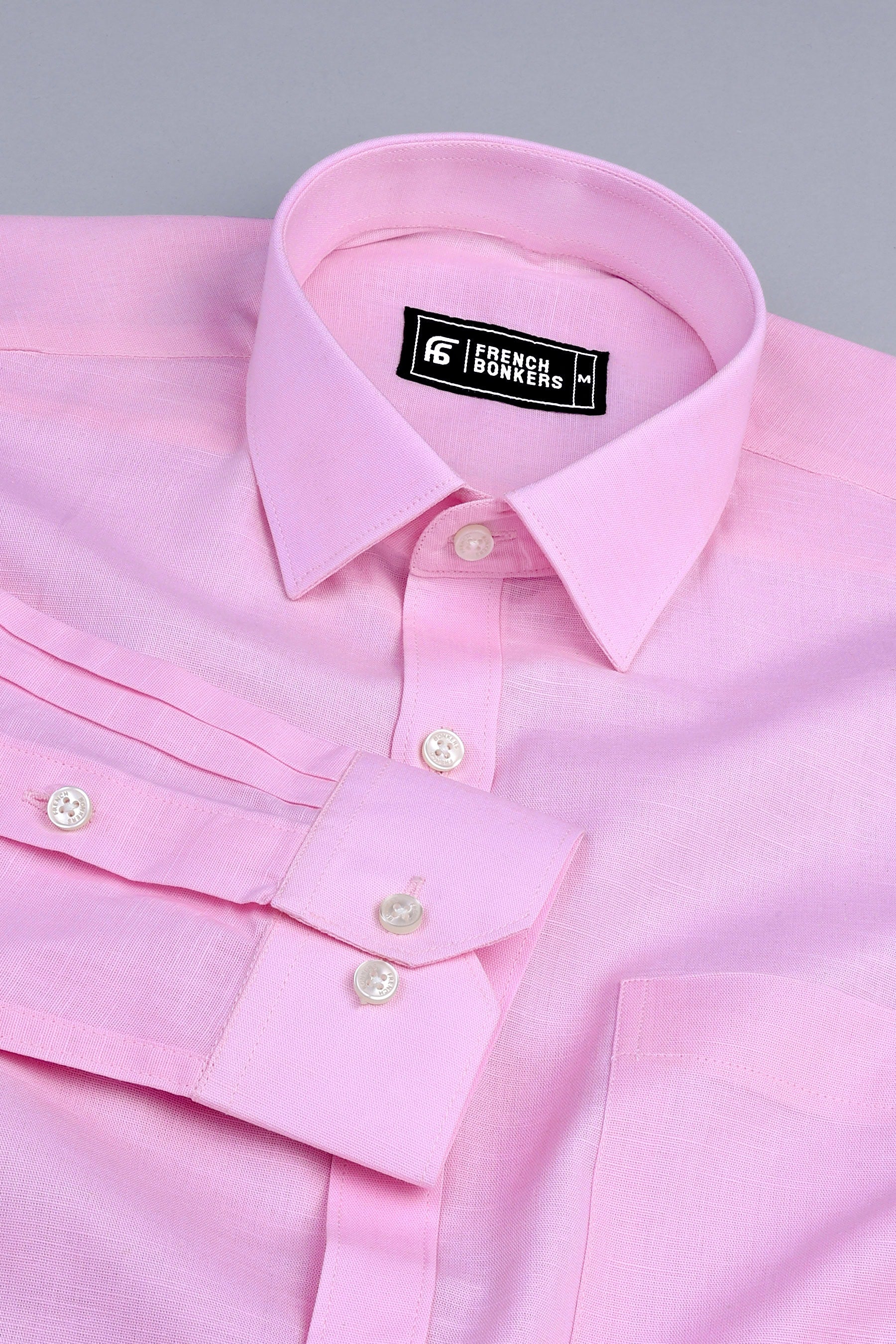 Shiny light pink cotton linen shirt