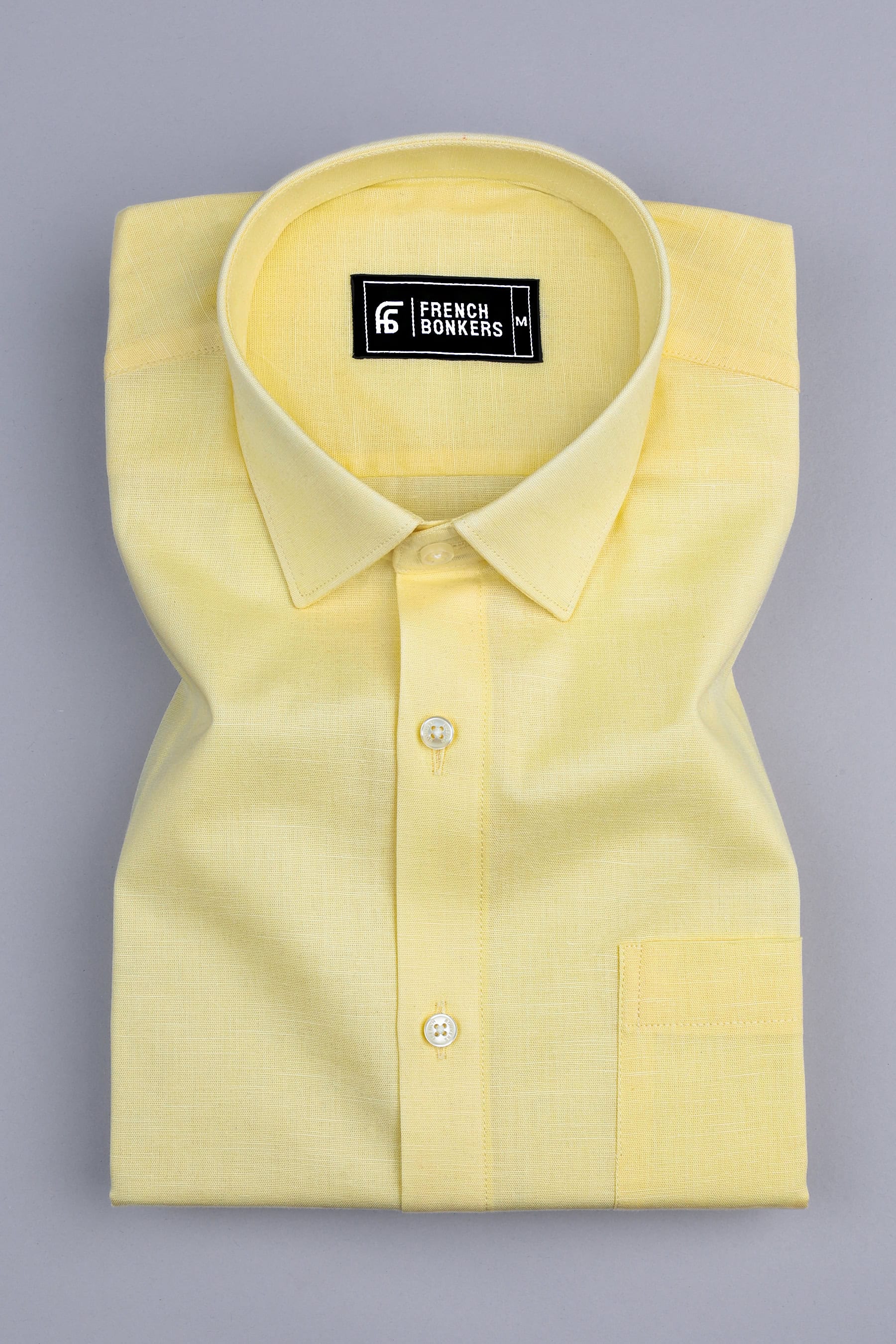 Shiny light yellow cotton linen shirt