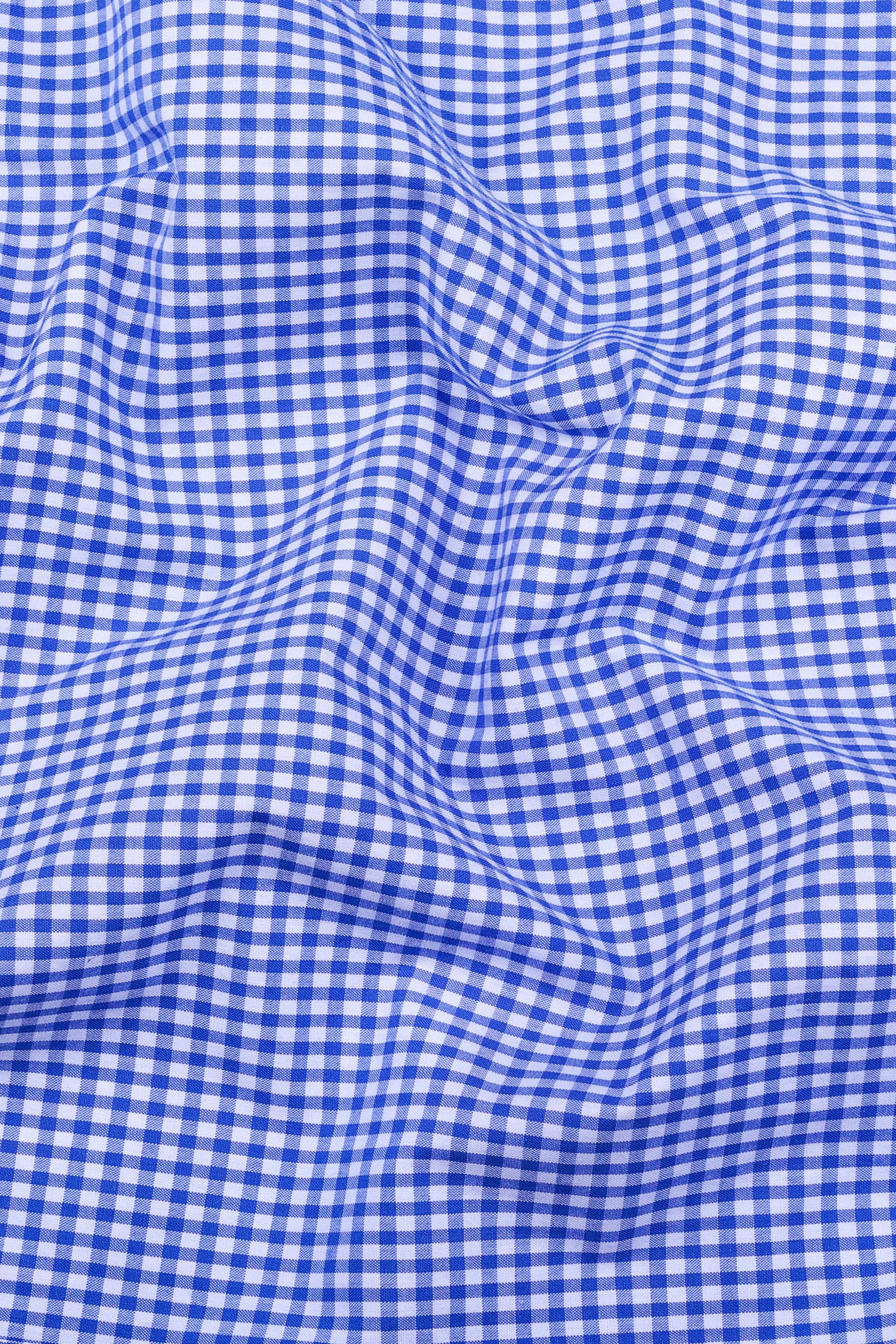 Blue with white pin check cotton shirt