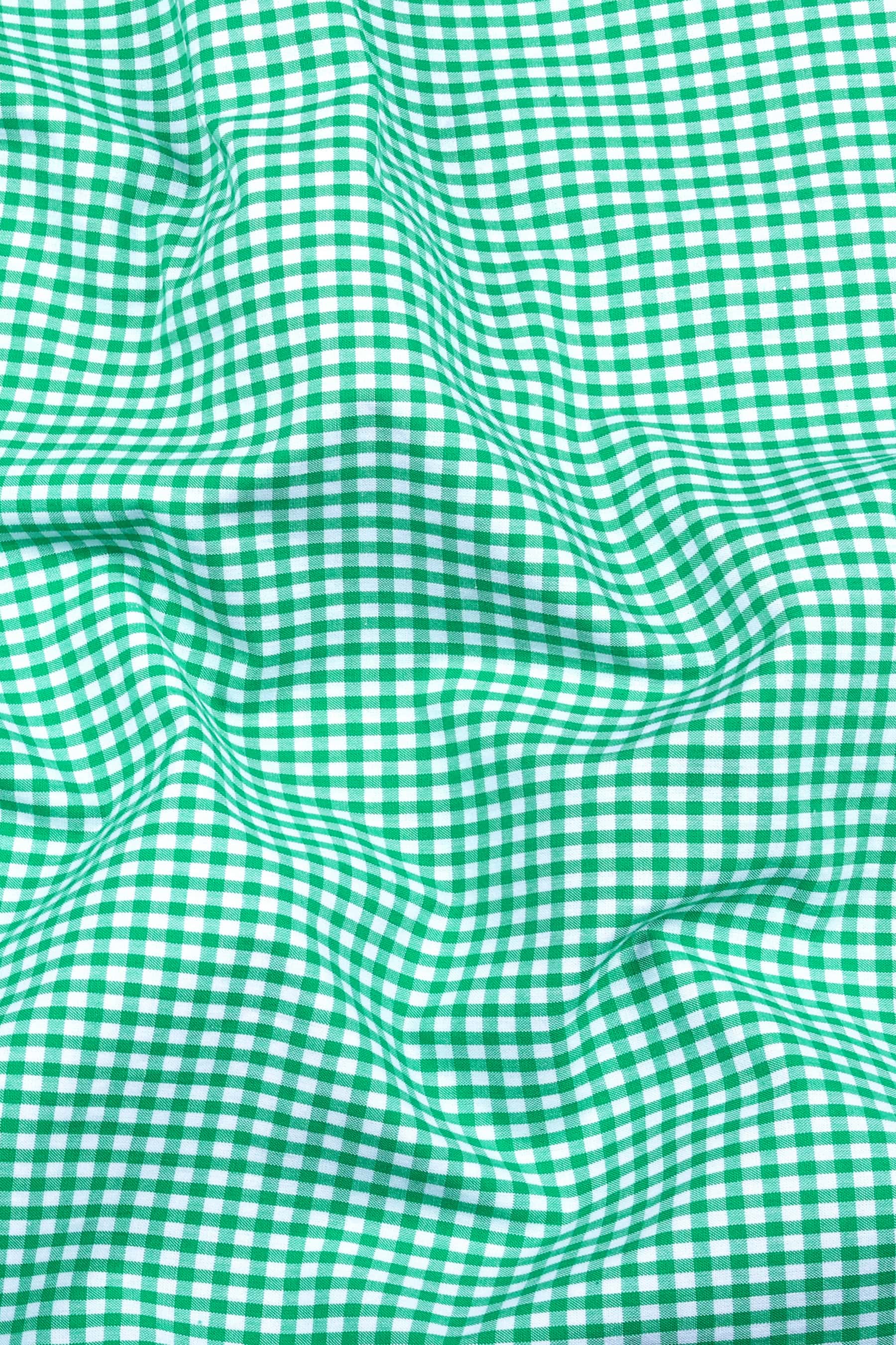 Green with white pin check cotton shirt