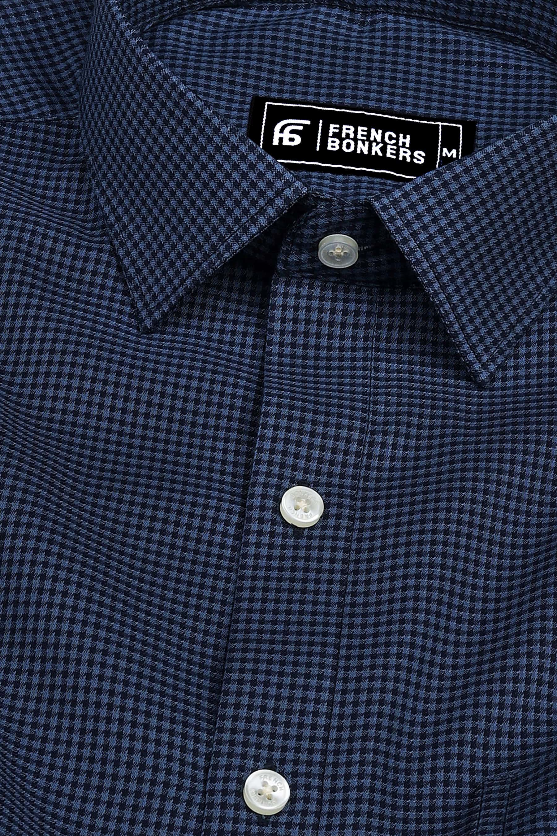 Dark grey with black houndstooth pattern cotton shirt