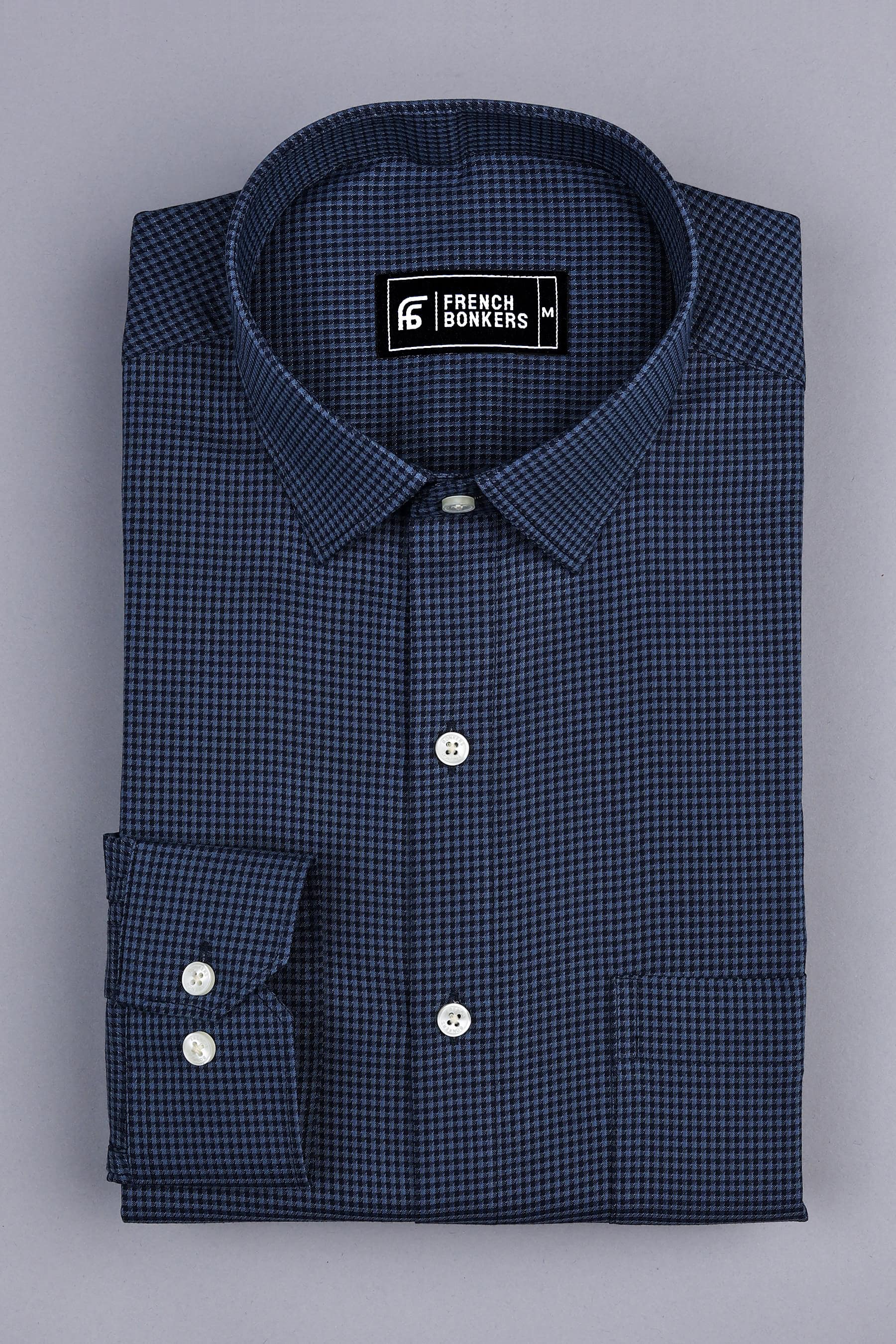 Dark grey with black houndstooth pattern cotton shirt