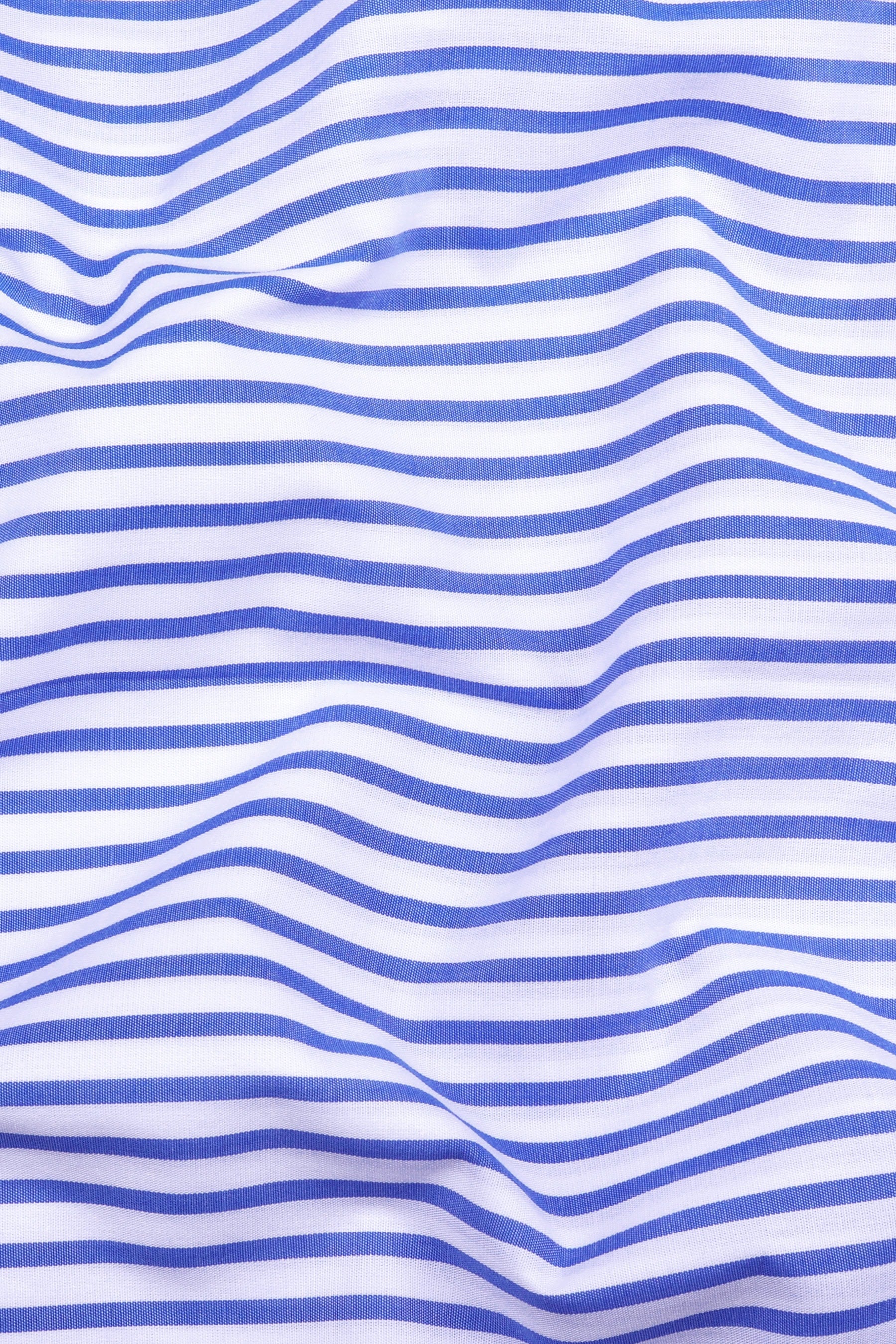 White with blue awning stripe cotton shirt