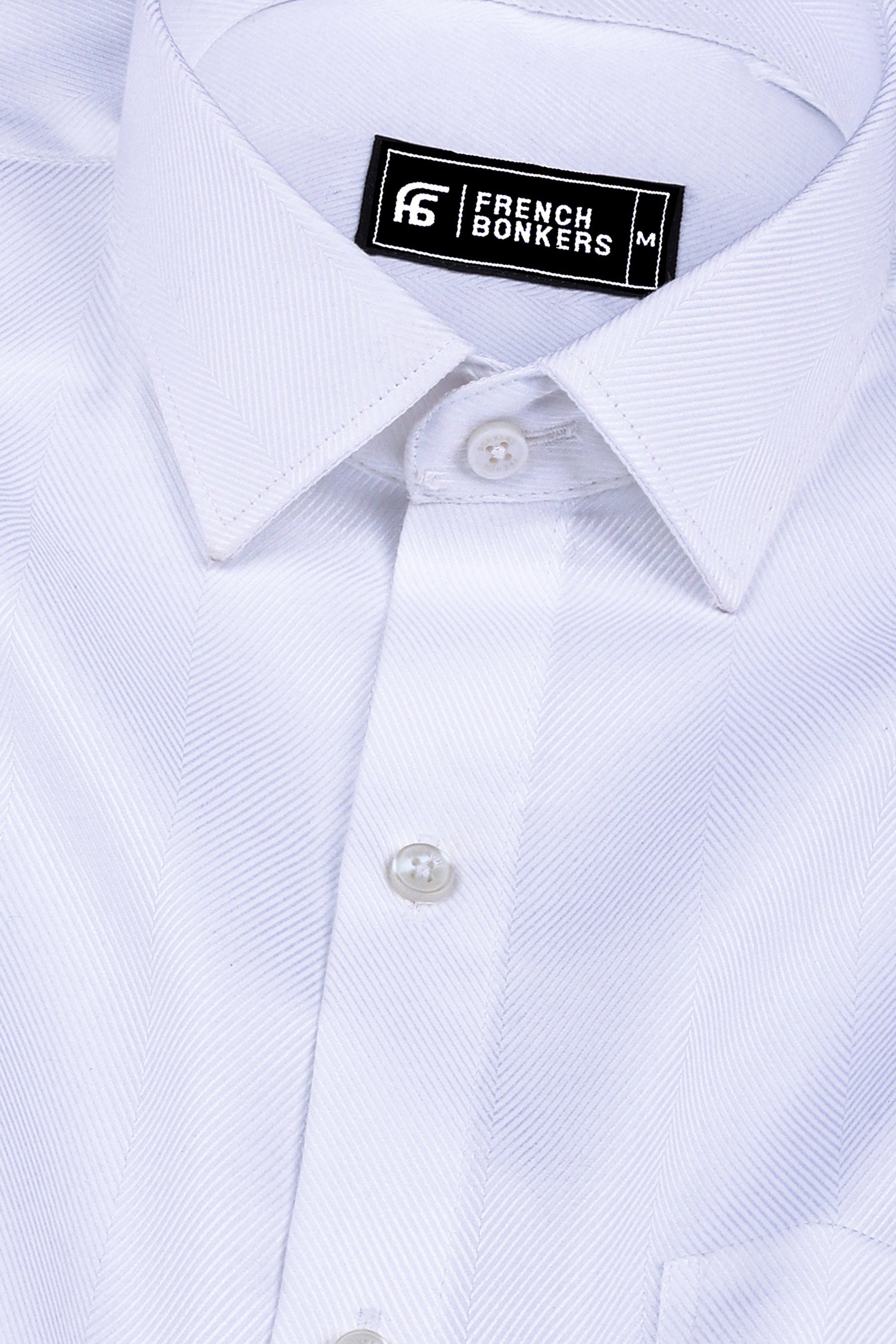 Premium white twill texture cotton shirt