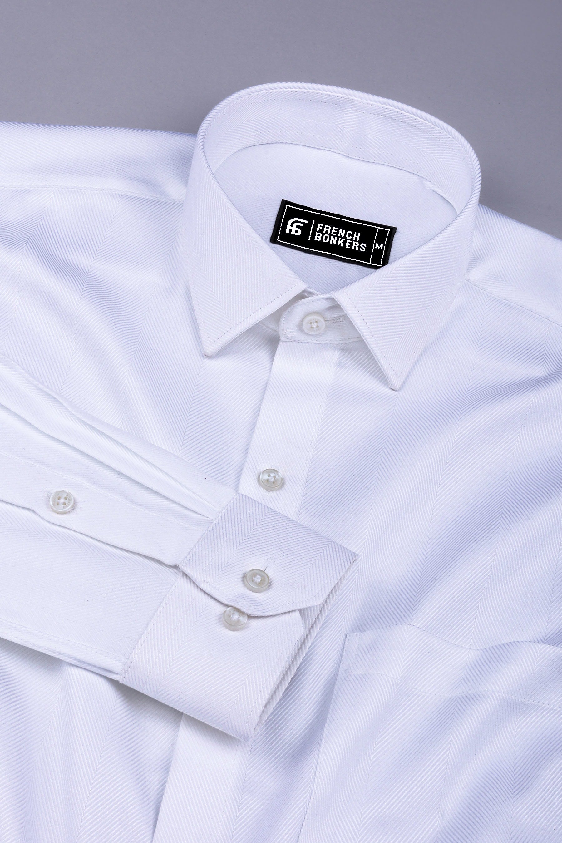Premium white twill texture cotton shirt