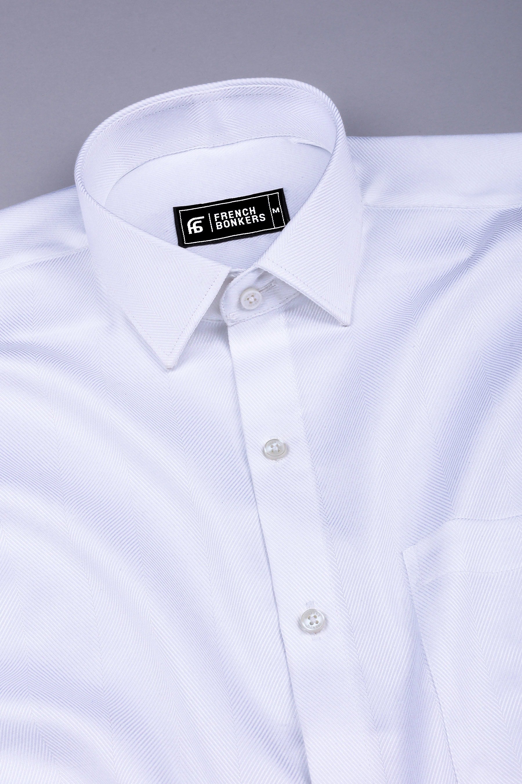 Premium white twill texture cotton shirt