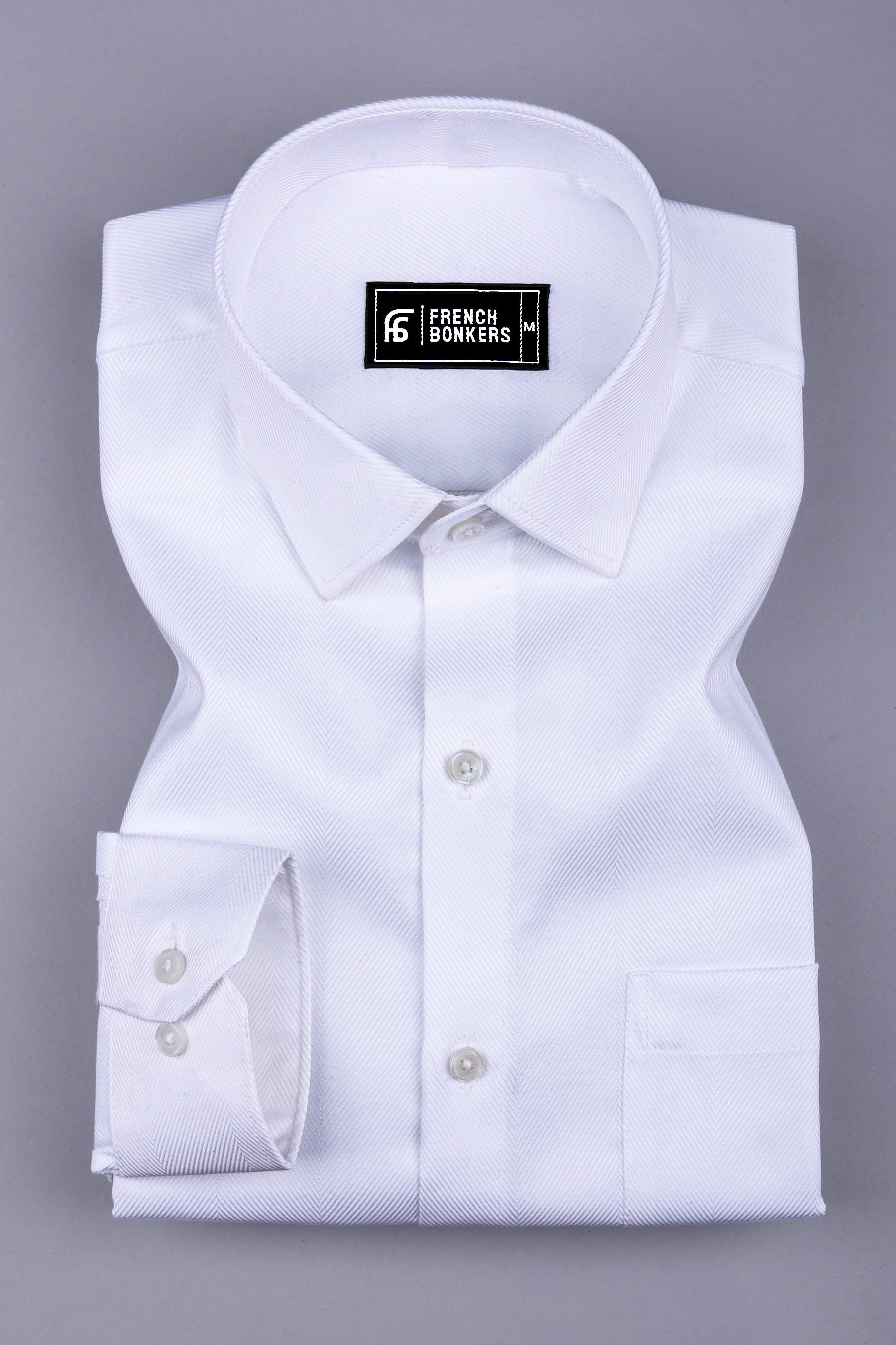 Premium white twill texture cotton shirt