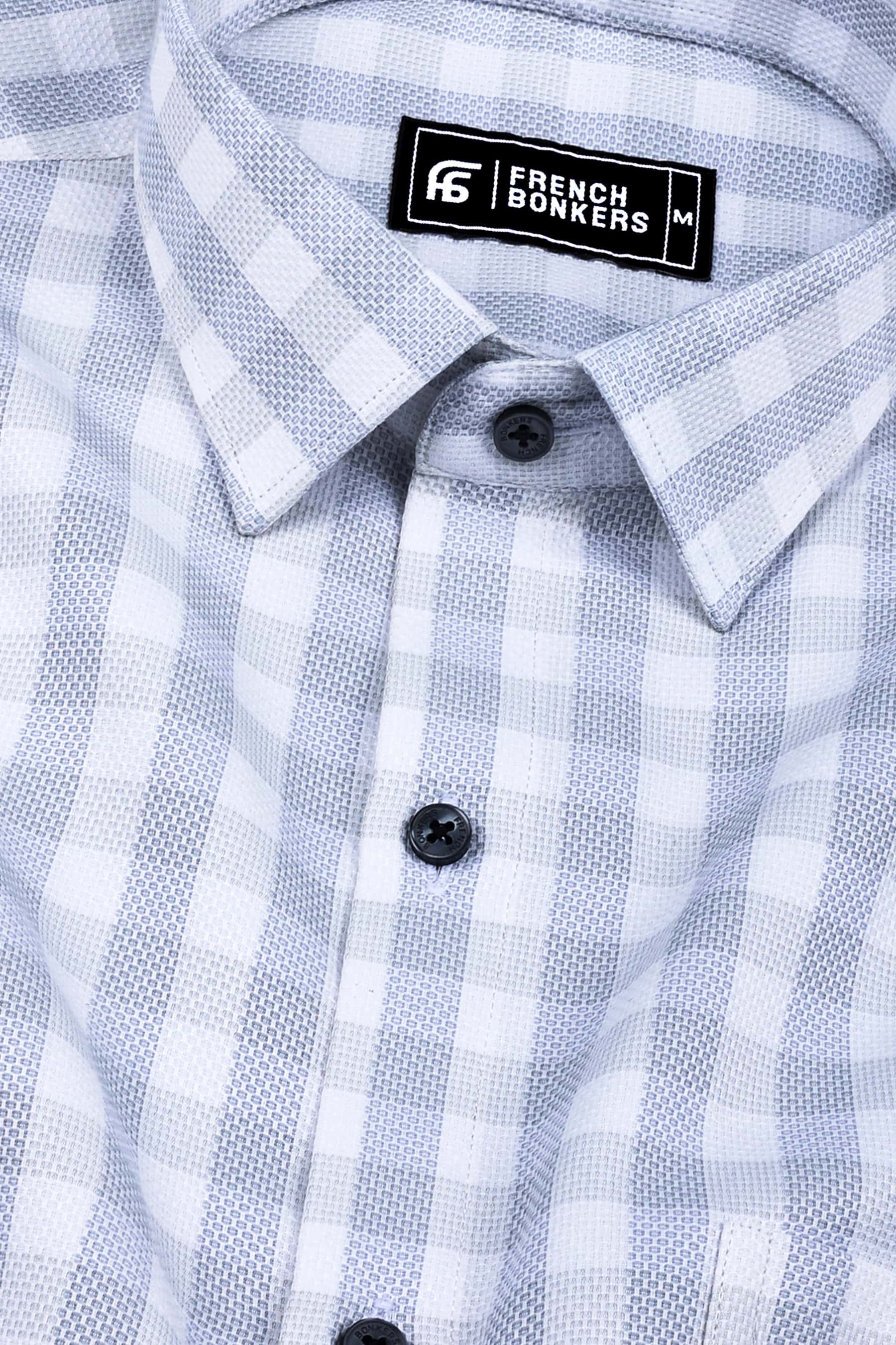 White grey check cotton shirt