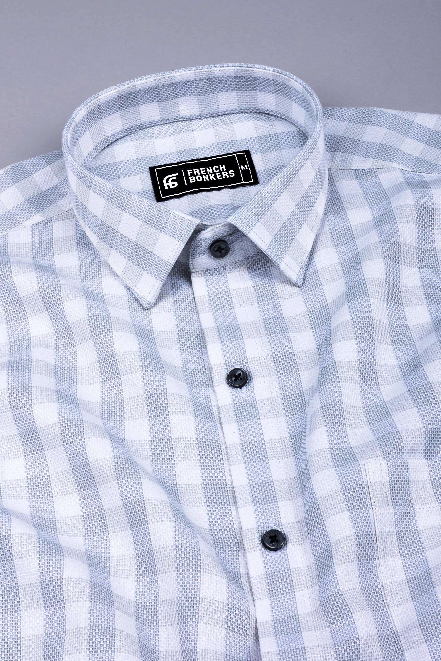 White grey check cotton shirt