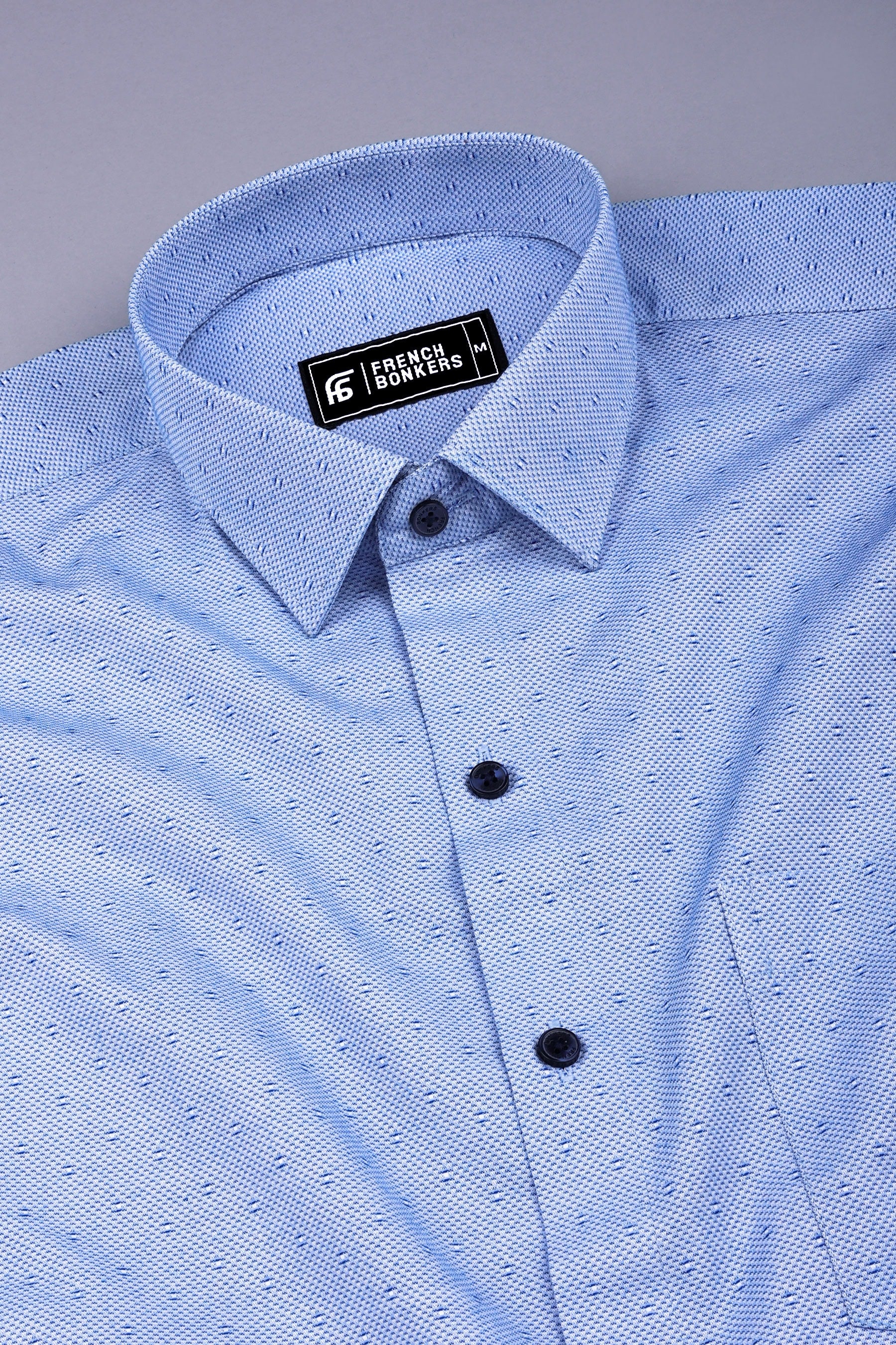 Blue premium jacquard cotton shirt