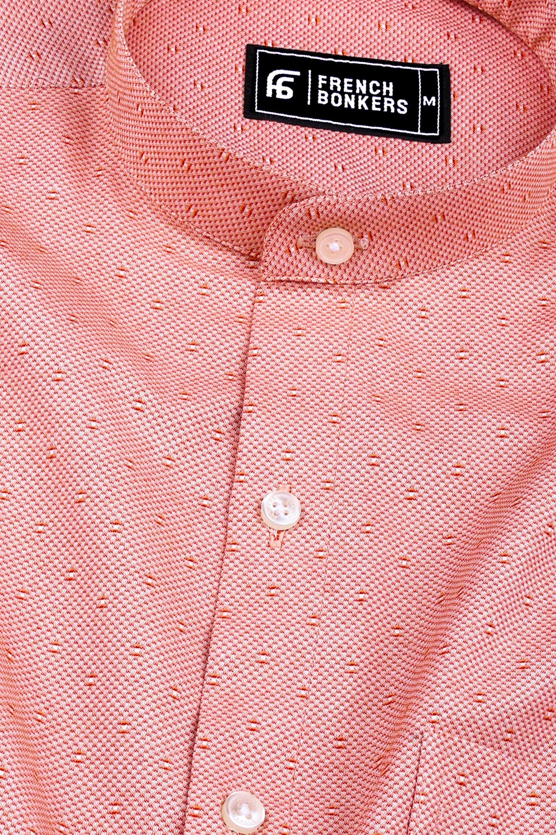 Orange premium jacquard cotton shirt