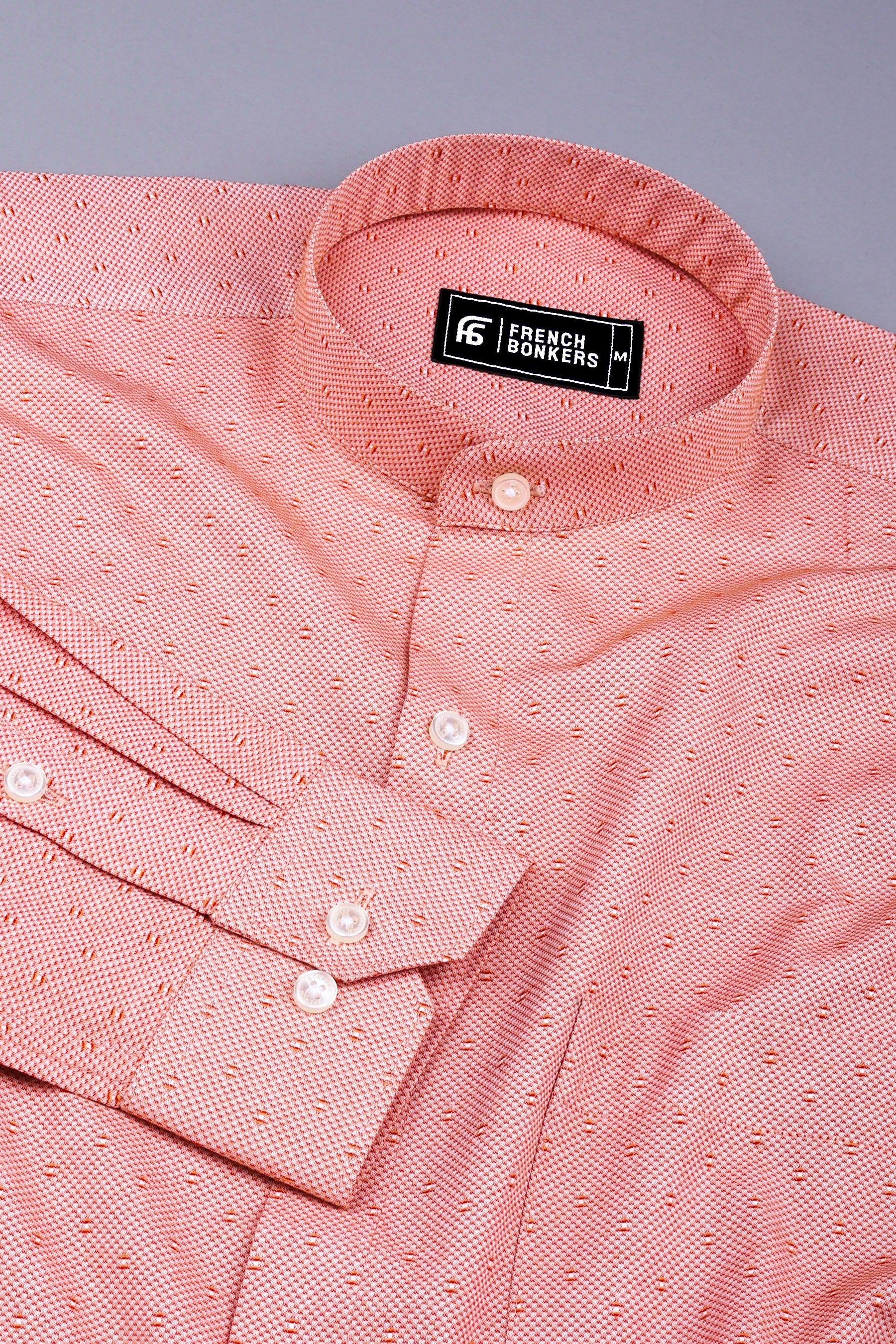 Orange premium jacquard cotton shirt