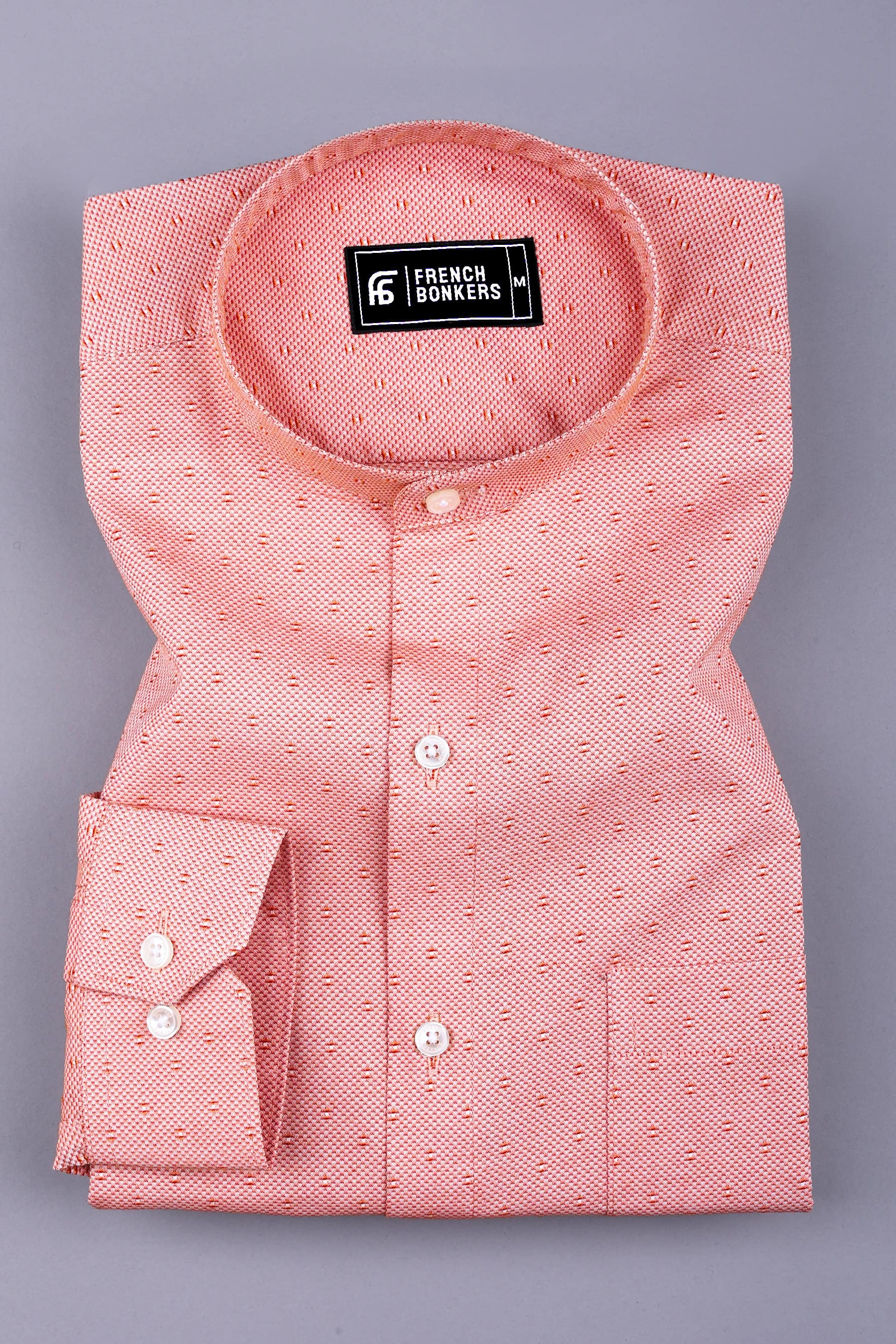 Orange premium jacquard cotton shirt