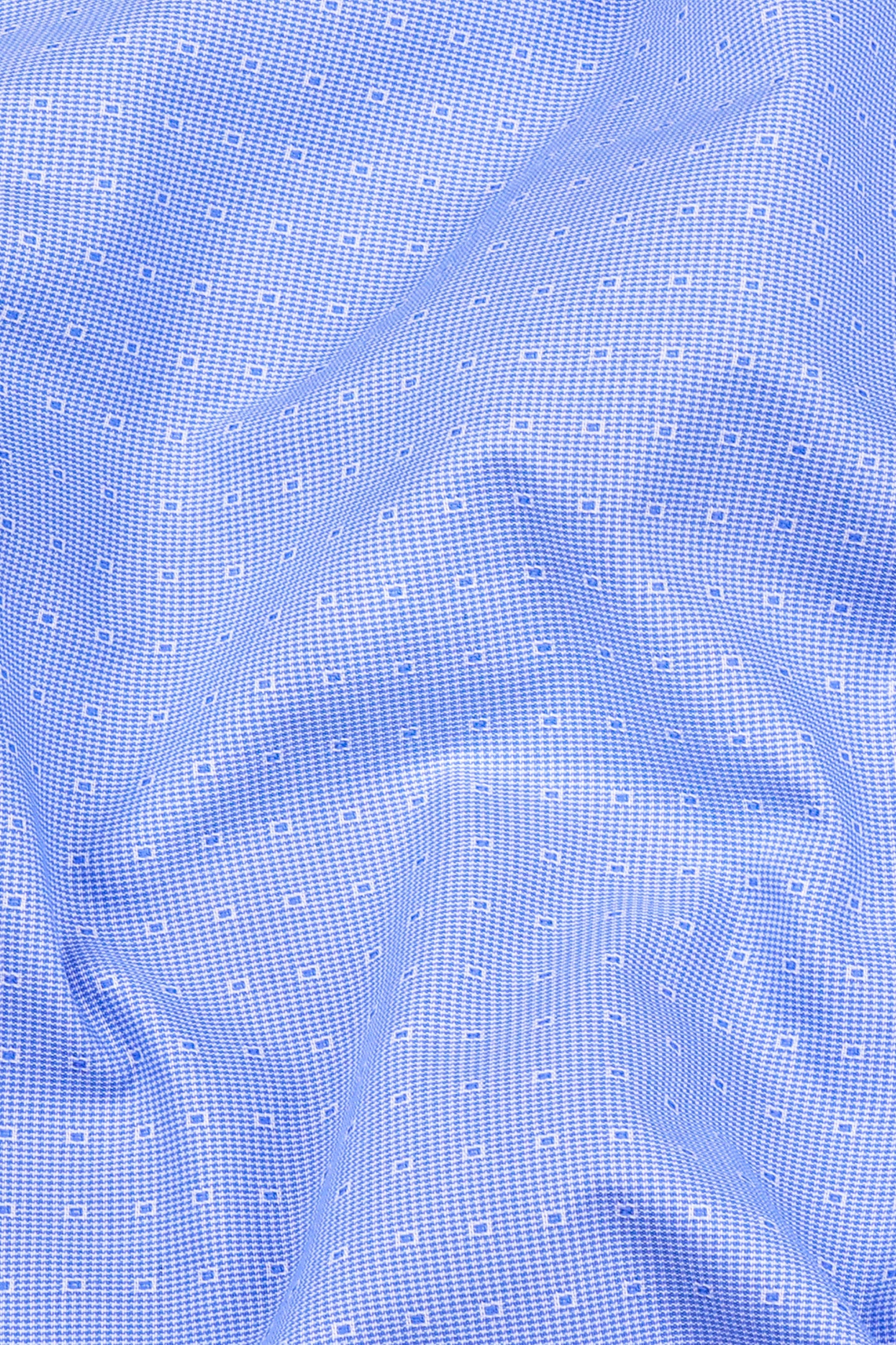 Blue with white houndstooth cotton shirt