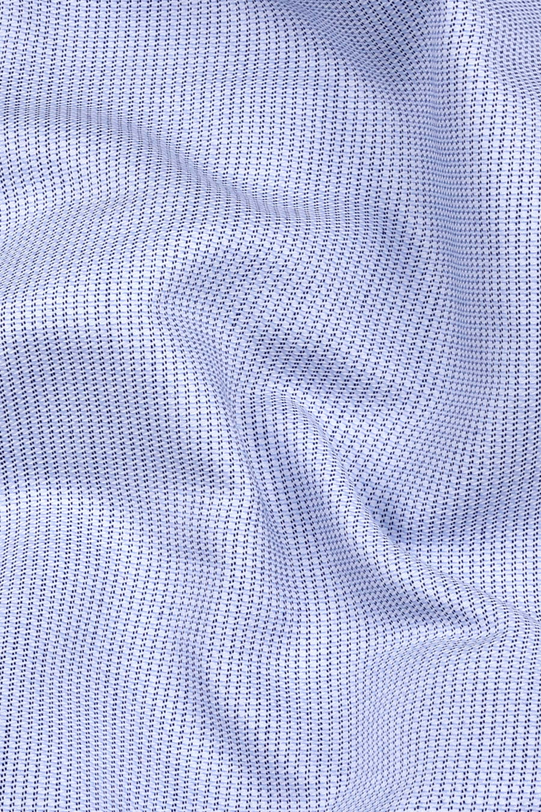 White with blue and black dobby texture cotton shirt